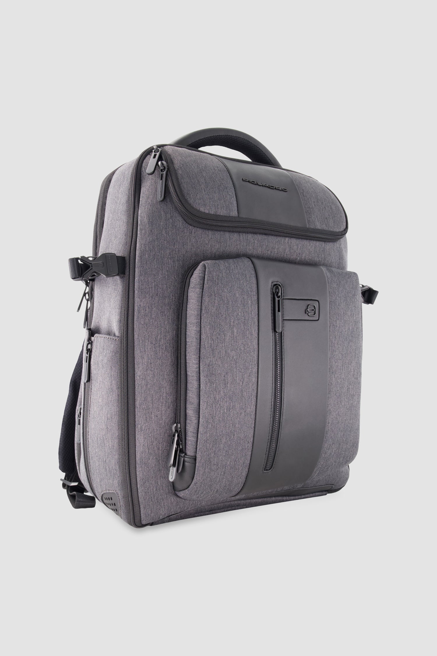 Piquadro Charcoal/Black Expandable Travel Laptop Backpack 15.6"