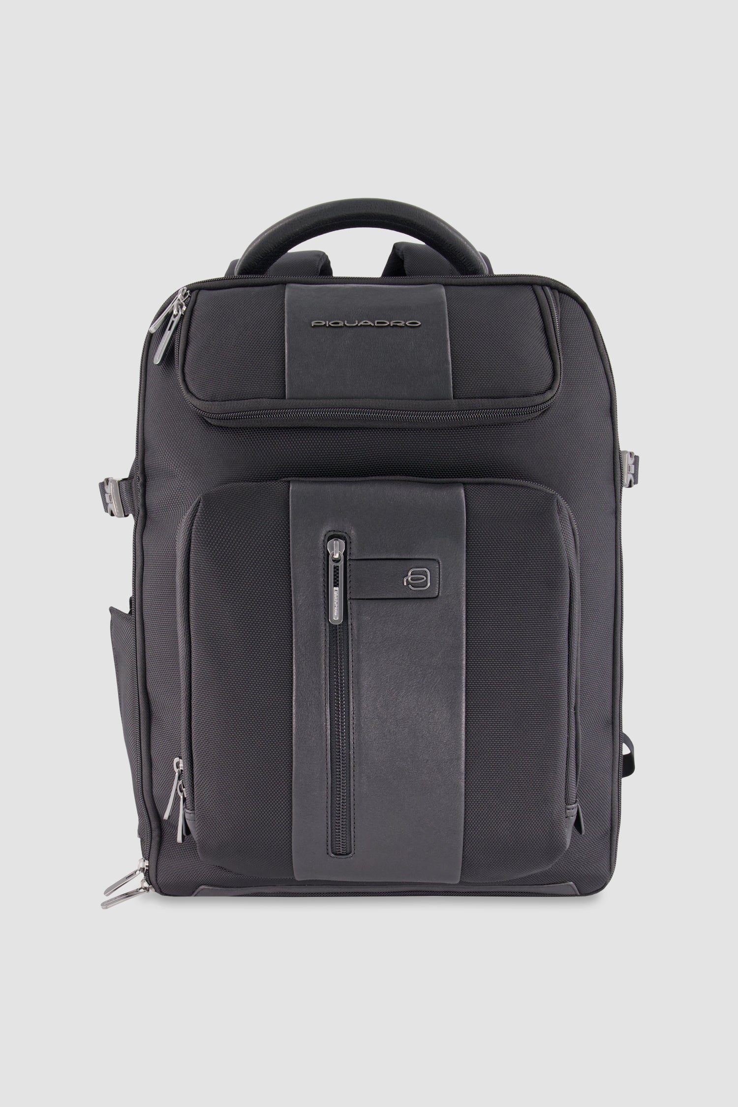 Piquadro Black Expandable Travel Laptop Backpack 15.6"