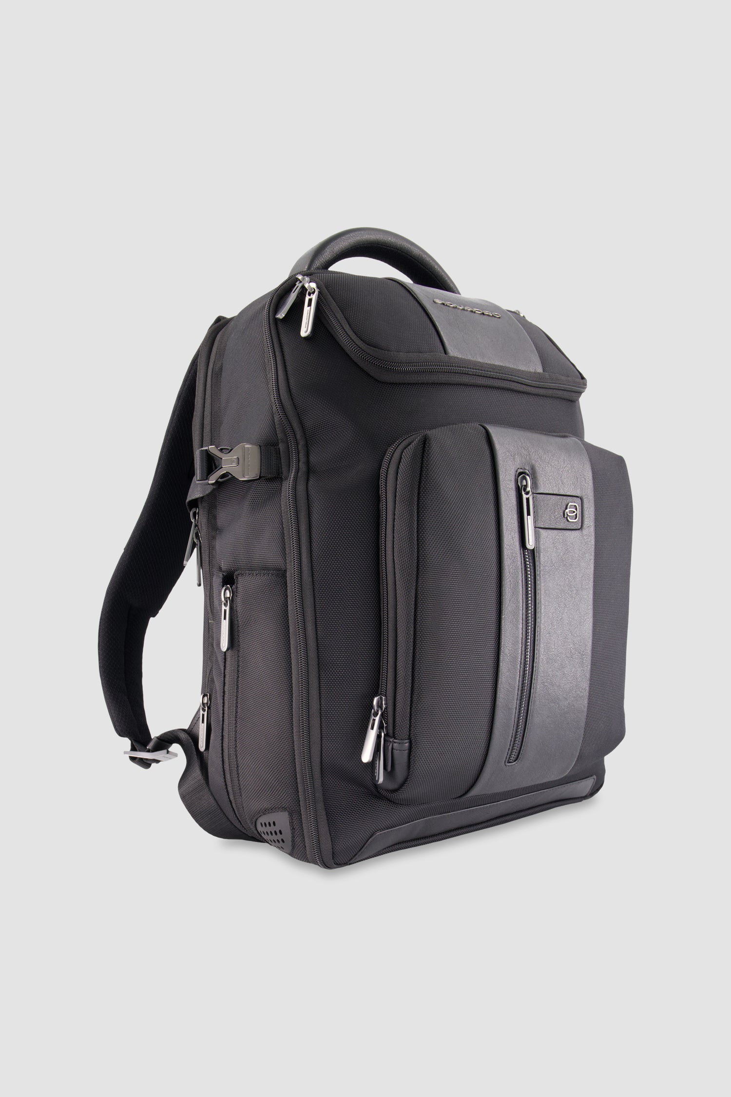 Piquadro Black Expandable Travel Laptop Backpack 15.6"