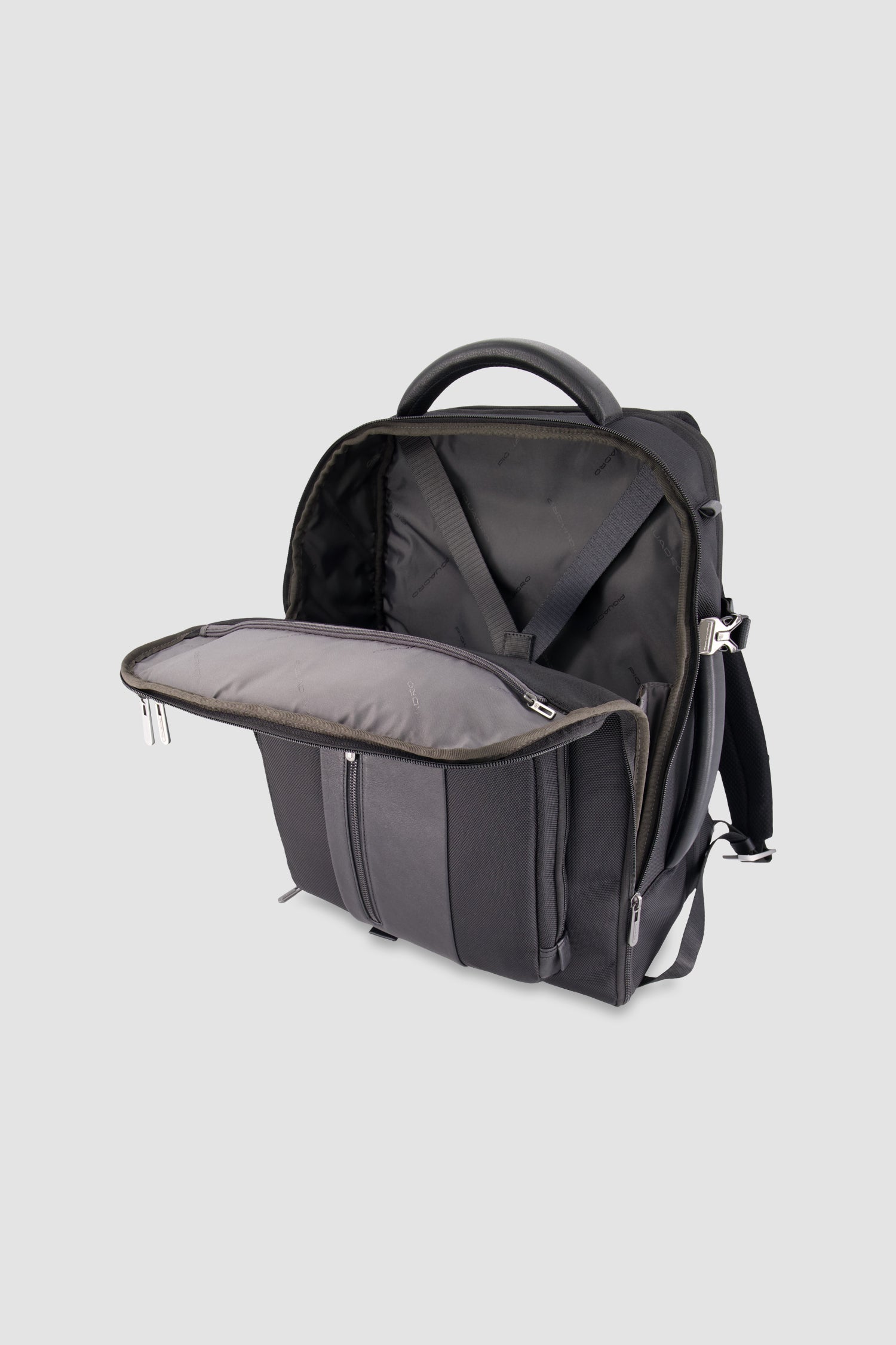 Piquadro Black Expandable Travel Laptop Backpack 15.6"