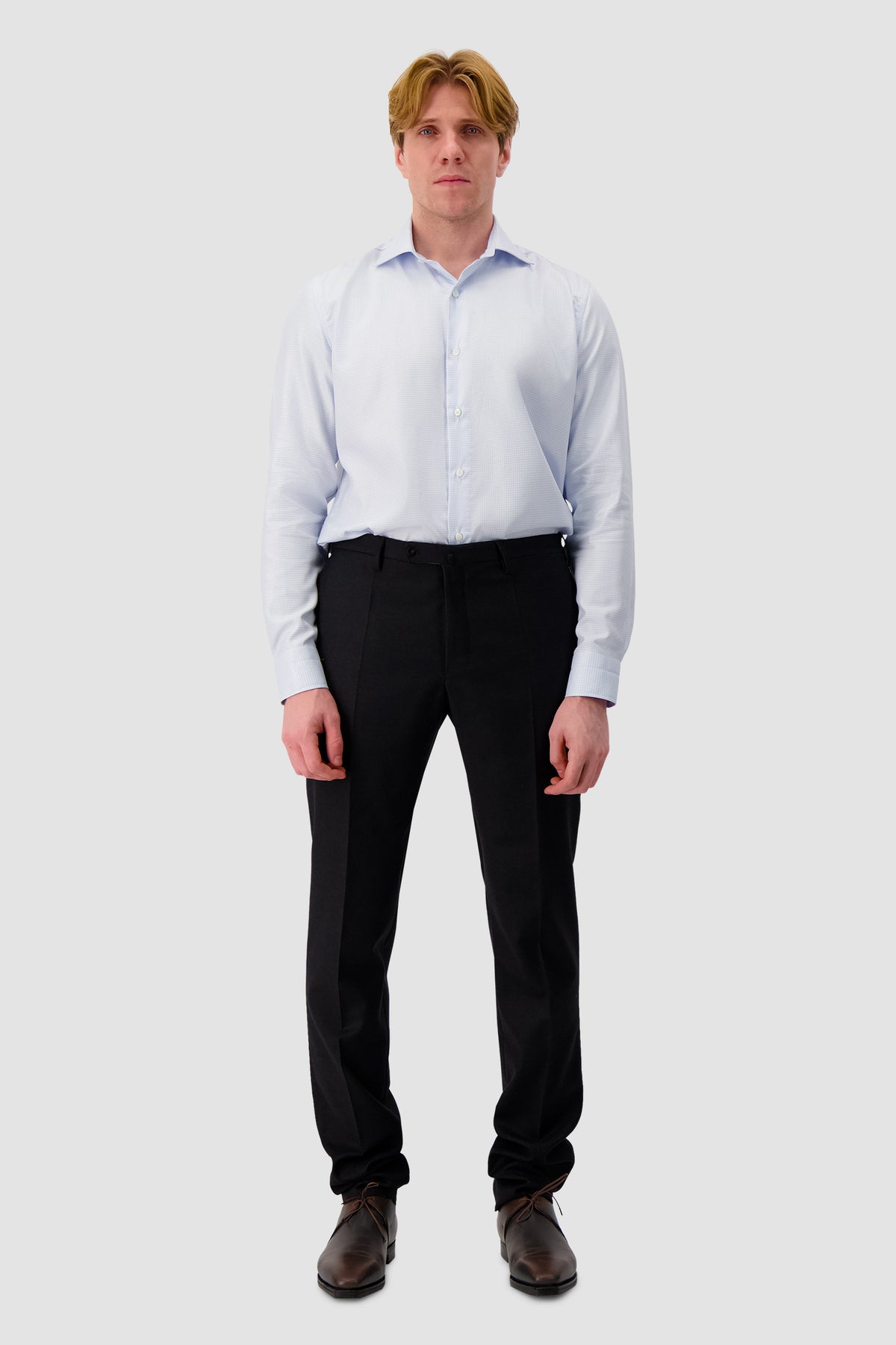 Luigi Borrelli Light Blue Houndstooth Shirt