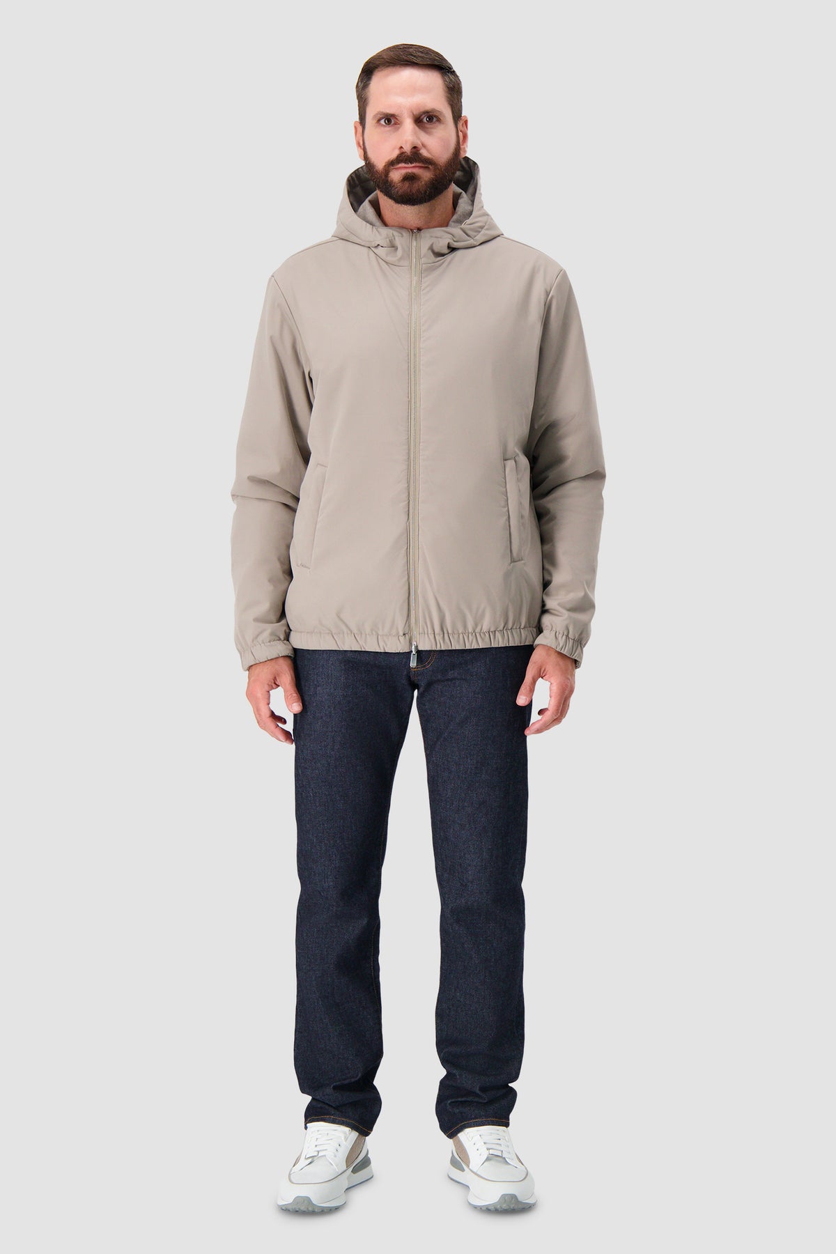 Marco Pescarolo Taupe Hooded Zip Jacket