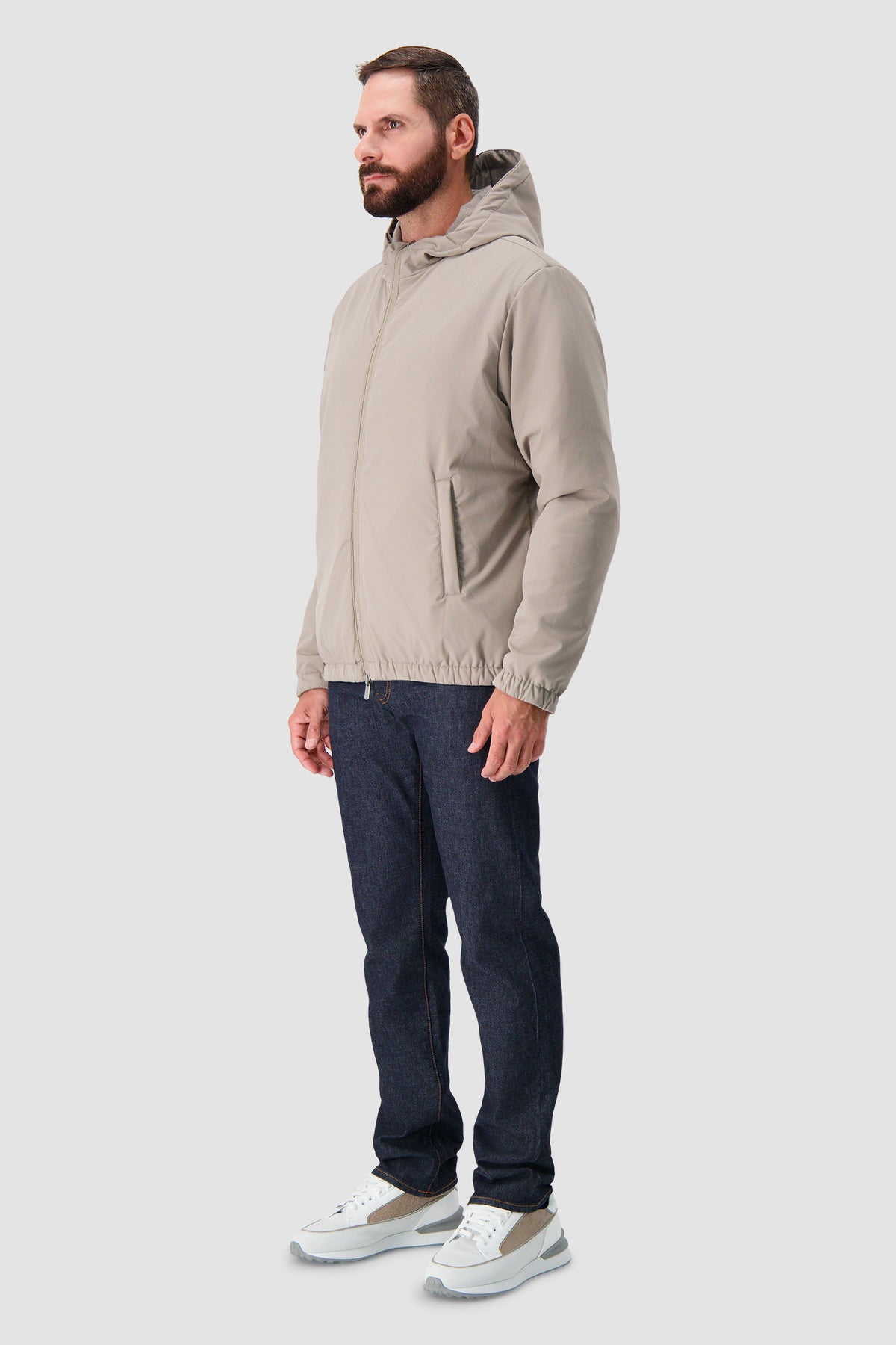 Marco Pescarolo Taupe Hooded Zip Jacket