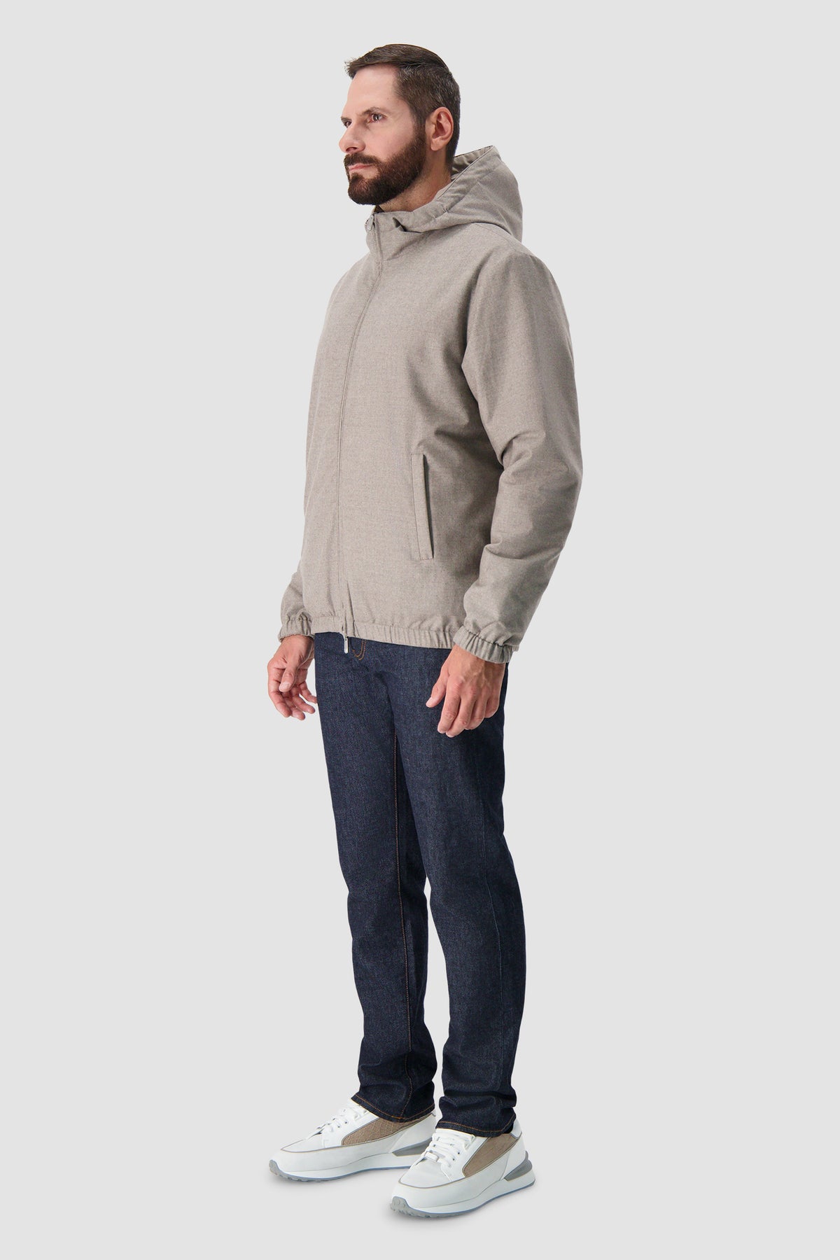 Marco Pescarolo Taupe Hooded Zip Jacket