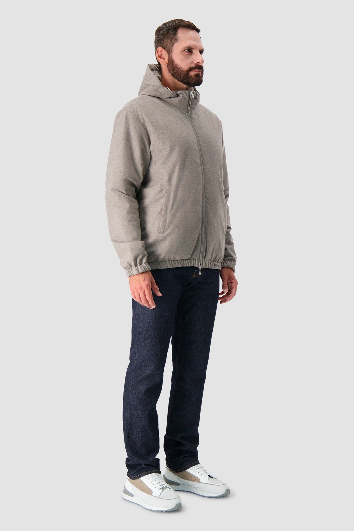 Marco Pescarolo Taupe Hooded Zip Jacket