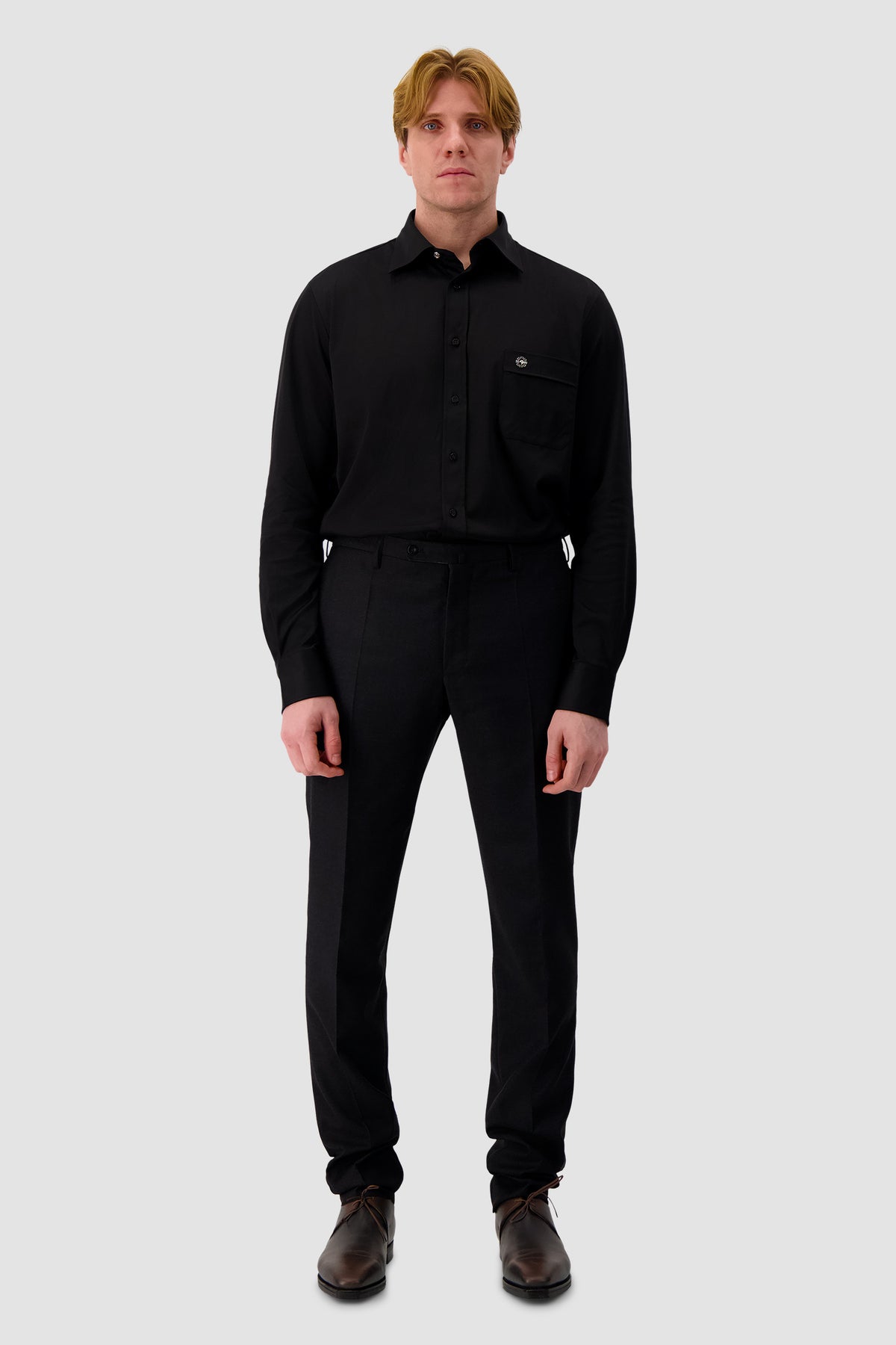 Stefano Ricci Black Cotton Dress Shirt