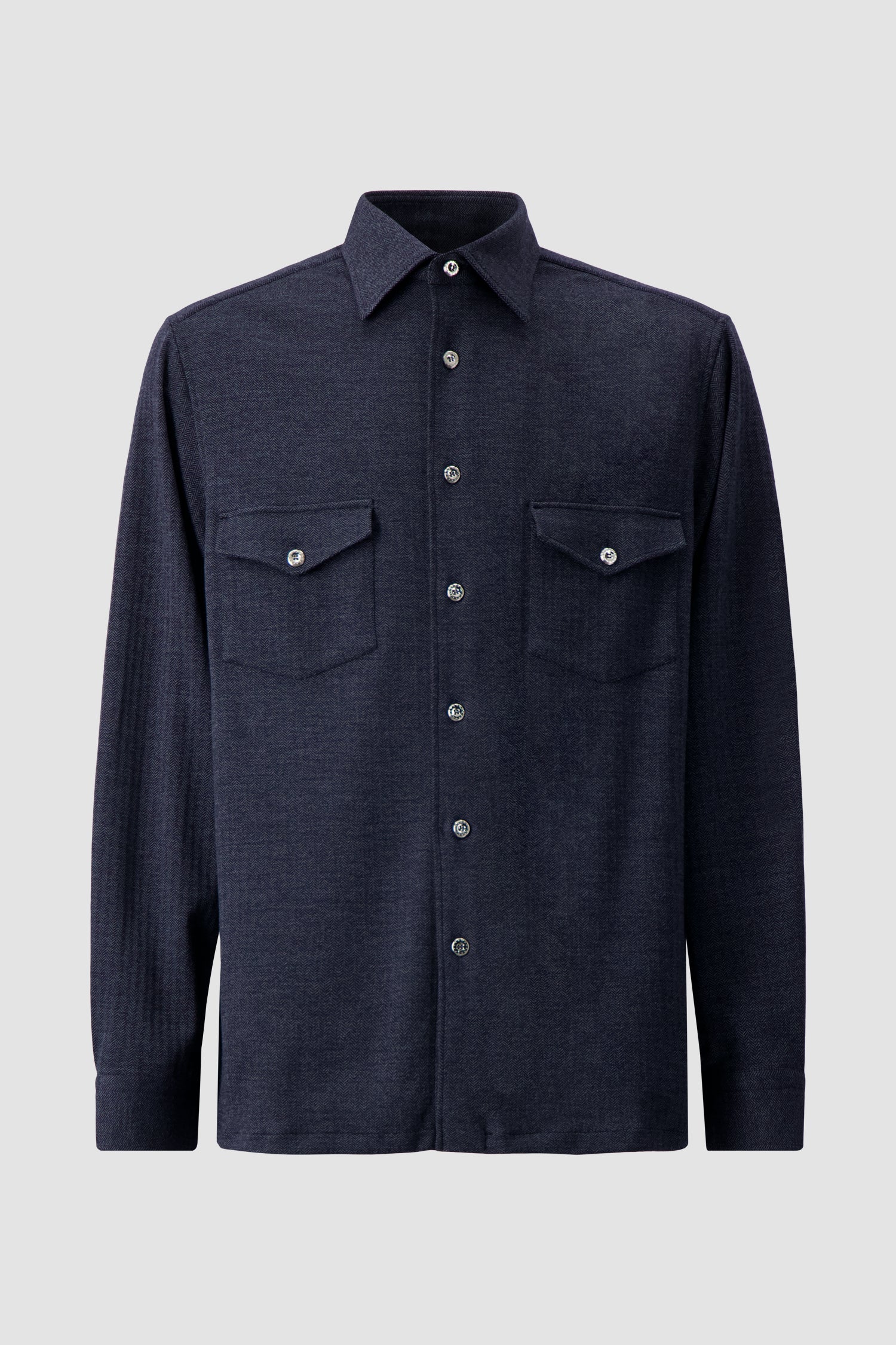 Stefano Ricci Navy Blue Wool Overshirt