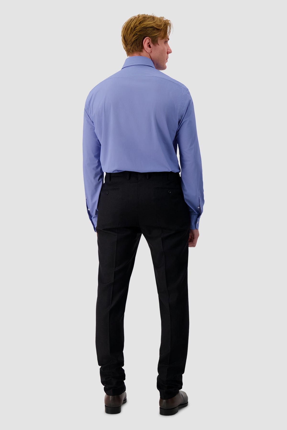 Barba Napoli Blue Striped Nylon/Spandex Dress Shirt