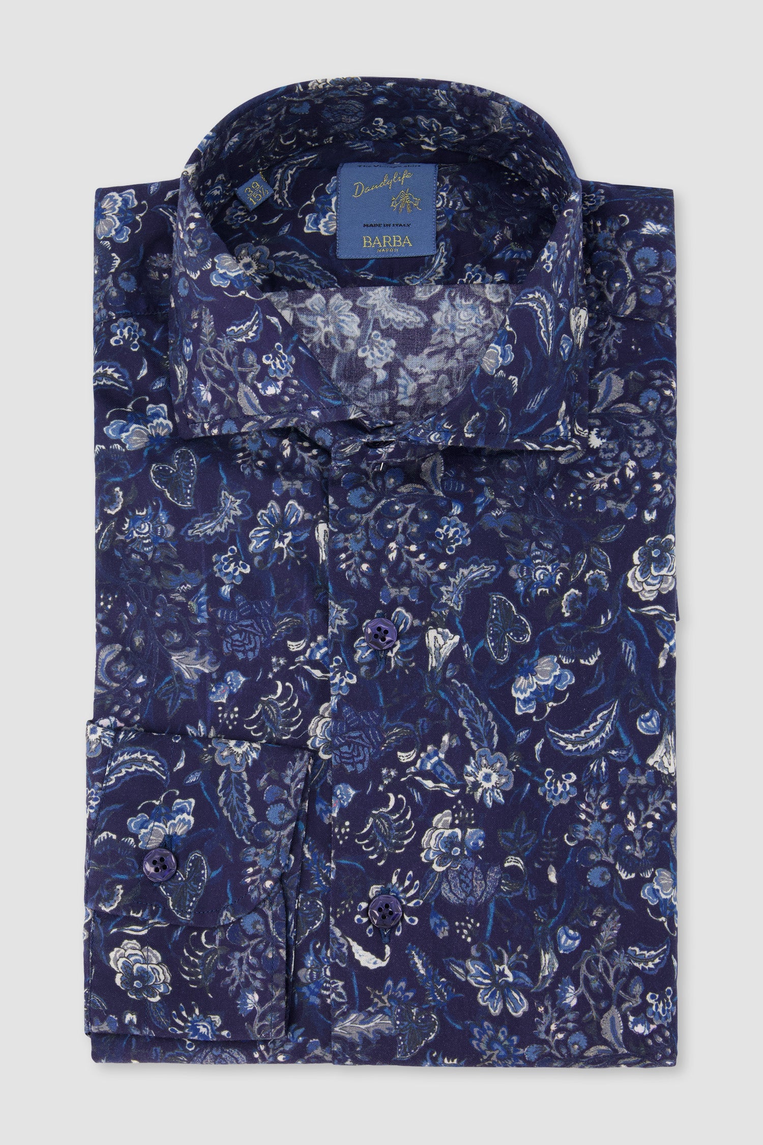 Barba Napoli Navy Print Dandy Life Shirt