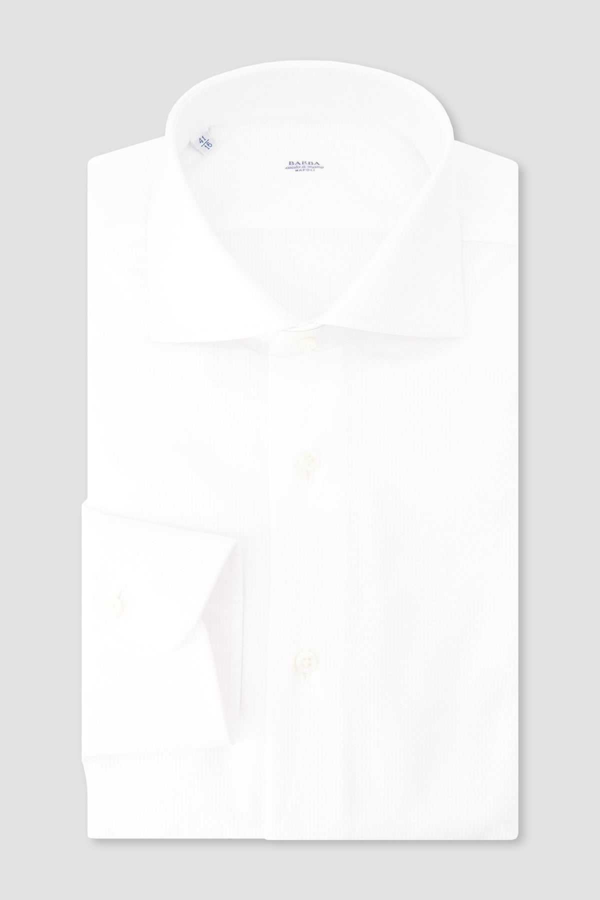 Barba Napoli White Cotton Textured Shirt