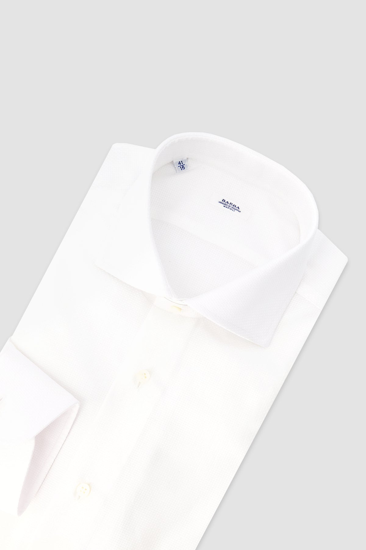 Barba Napoli White Cotton Textured Shirt