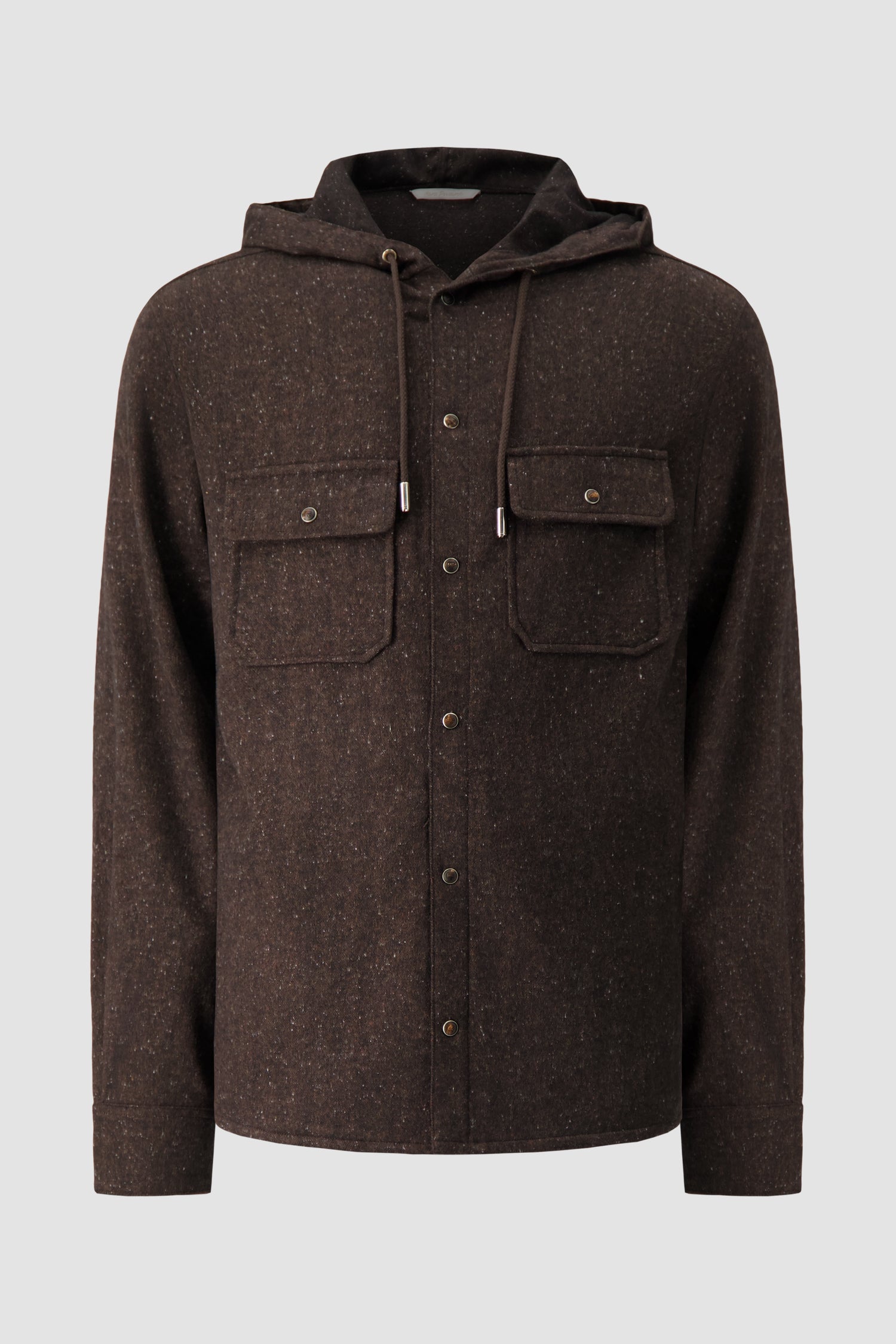 Marco Pescarolo Brown Wool Hooded Utility Overshirt