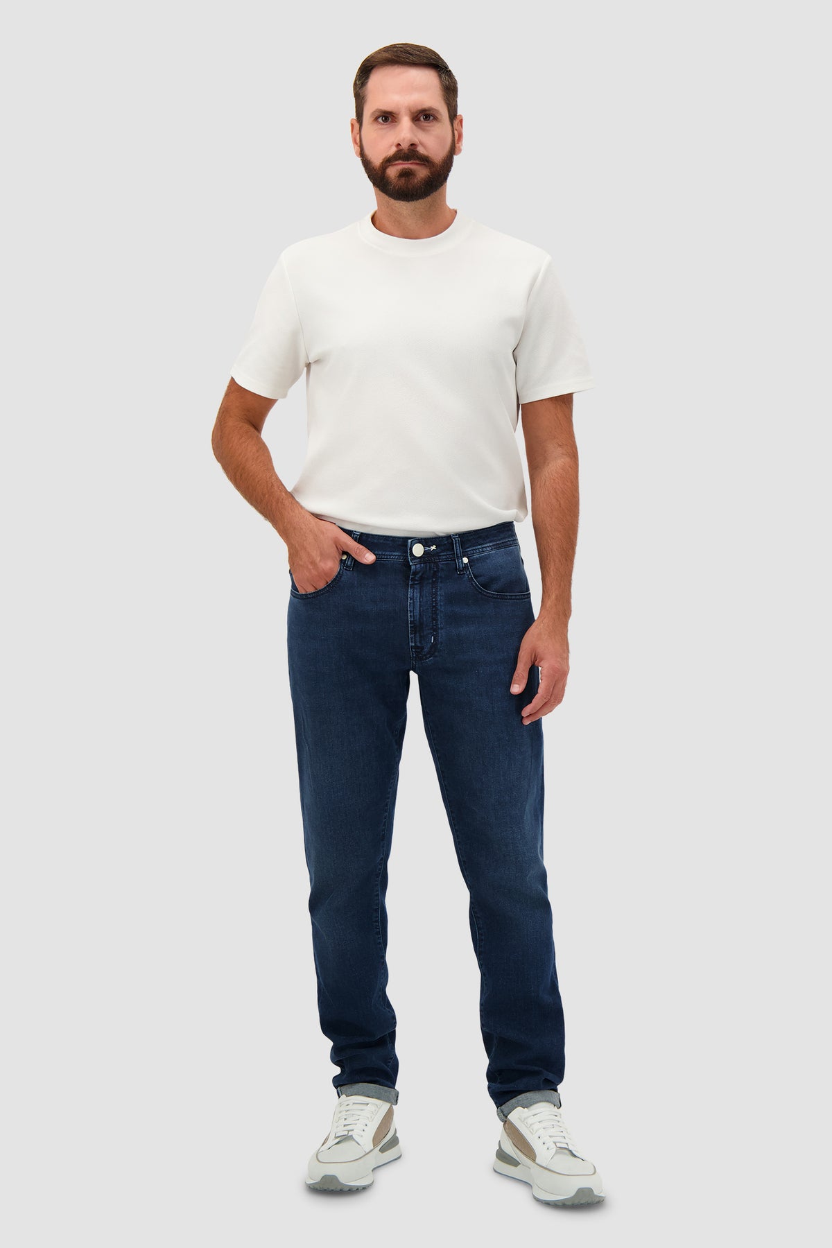 Tramarossa Michelangelo Blue Cotton Stretch Textured Jeans
