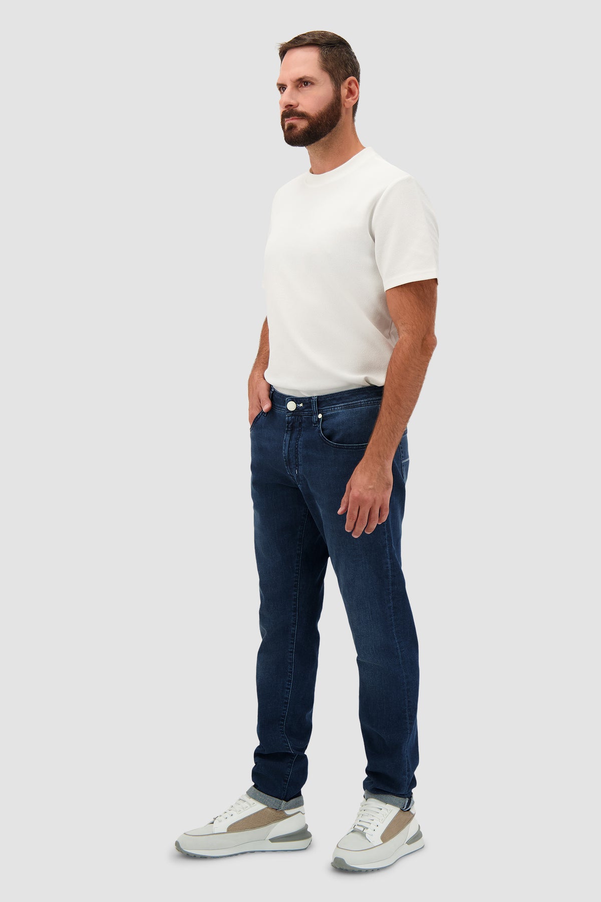 Tramarossa Michelangelo Blue Cotton Stretch Textured Jeans