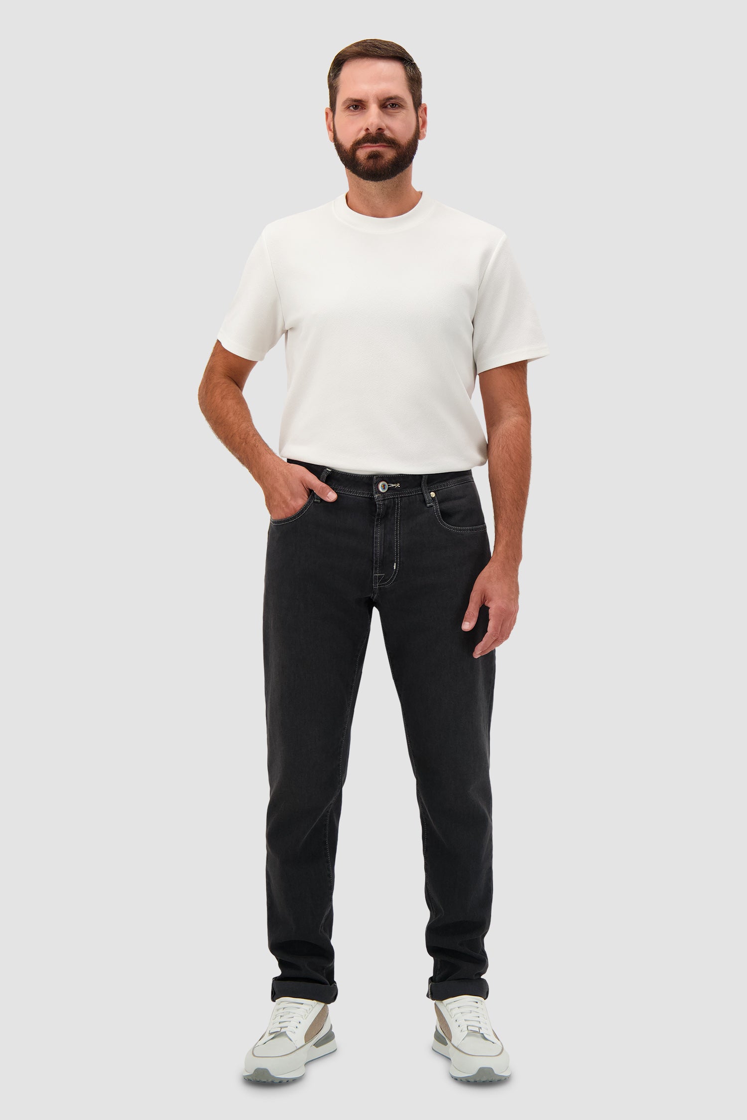 Tramarossa Michelangelo Black Cotton Blend Textured Jeans