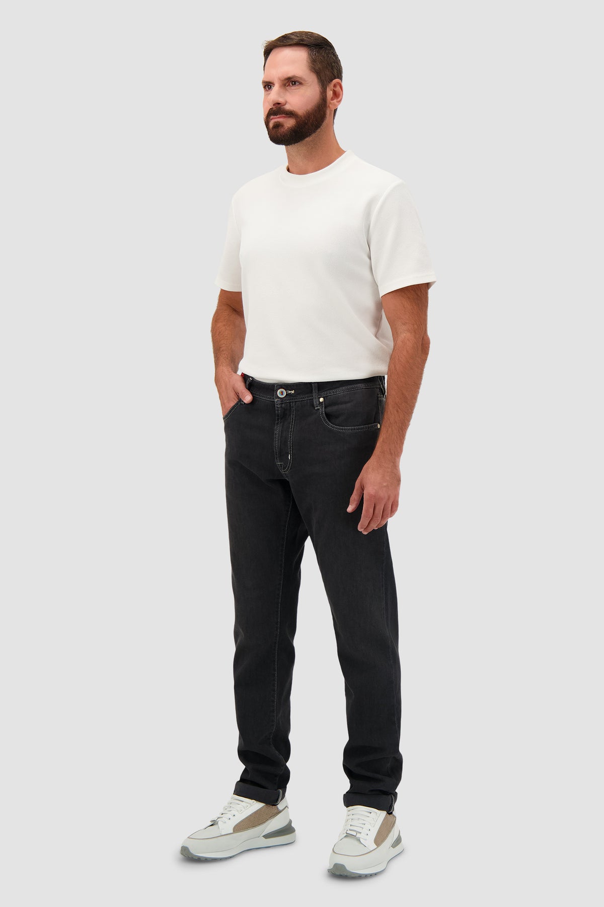 Tramarossa Michelangelo Black Cotton Blend Textured Jeans