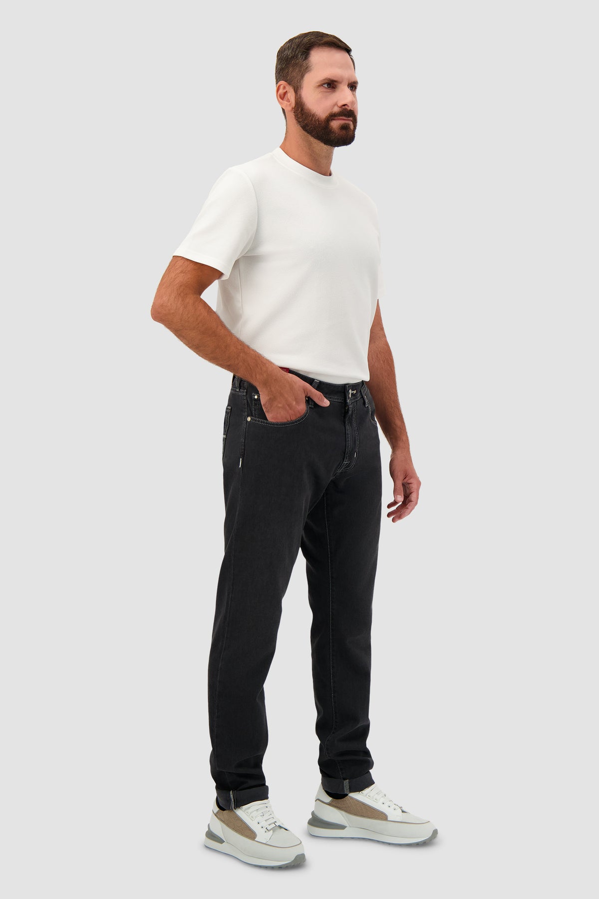 Tramarossa Michelangelo Black Cotton Blend Textured Jeans