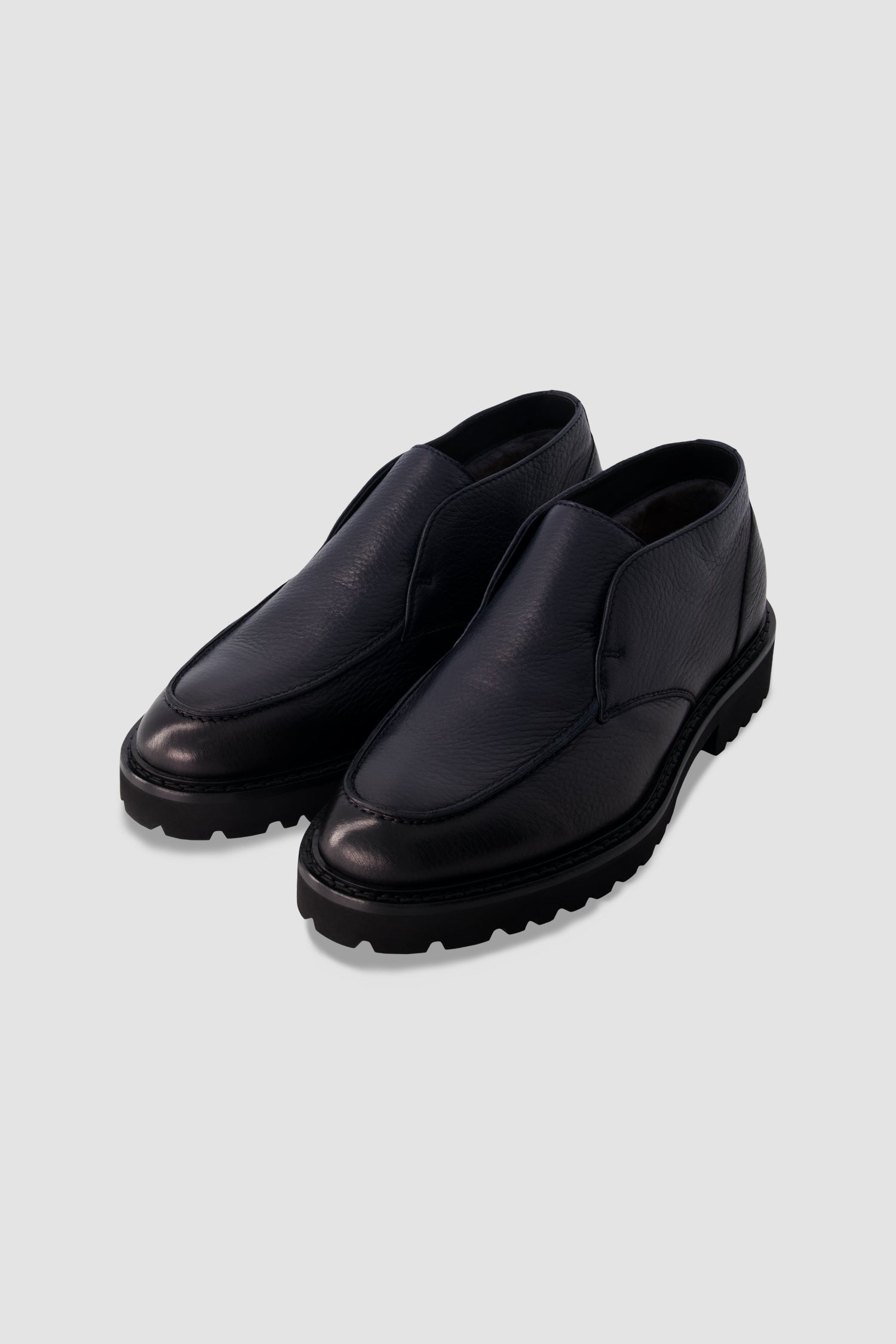 Ducal's Navy Deerskin Leather Loafers