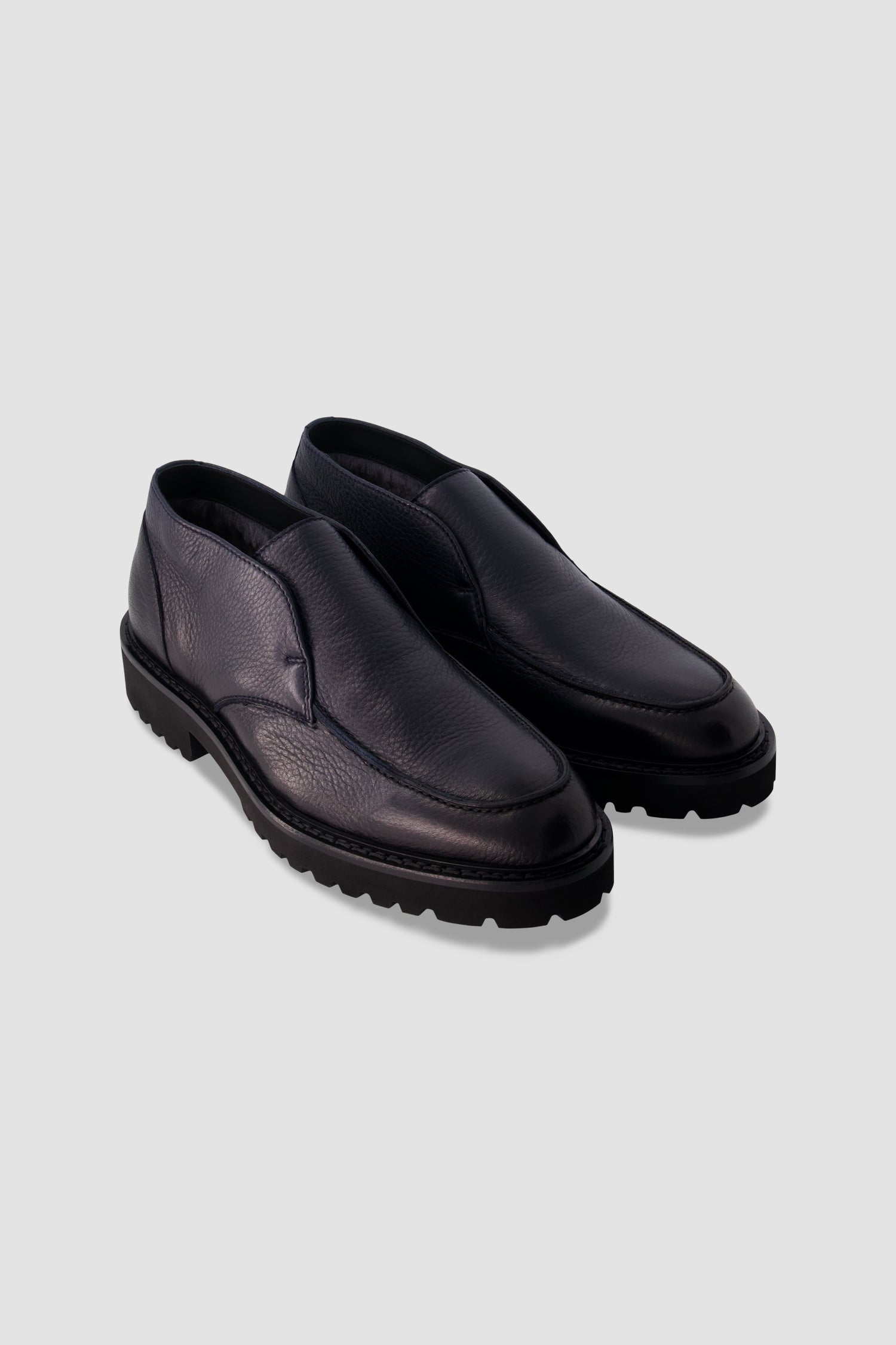 Ducal's Navy Deerskin Leather Loafers