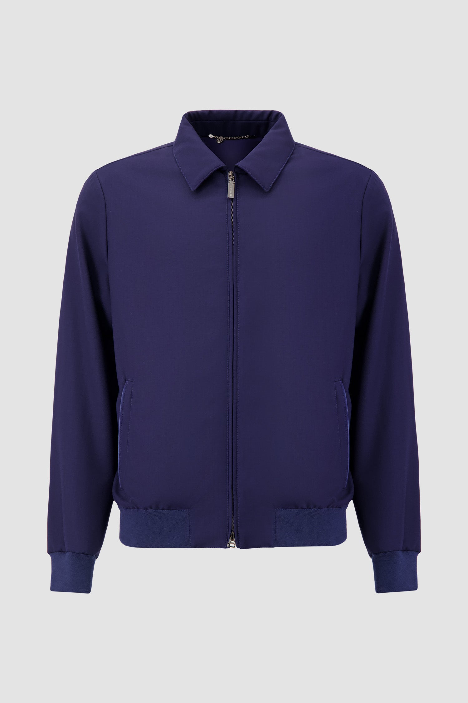 Hettabretz Navy Stand Collar Zip Jacket