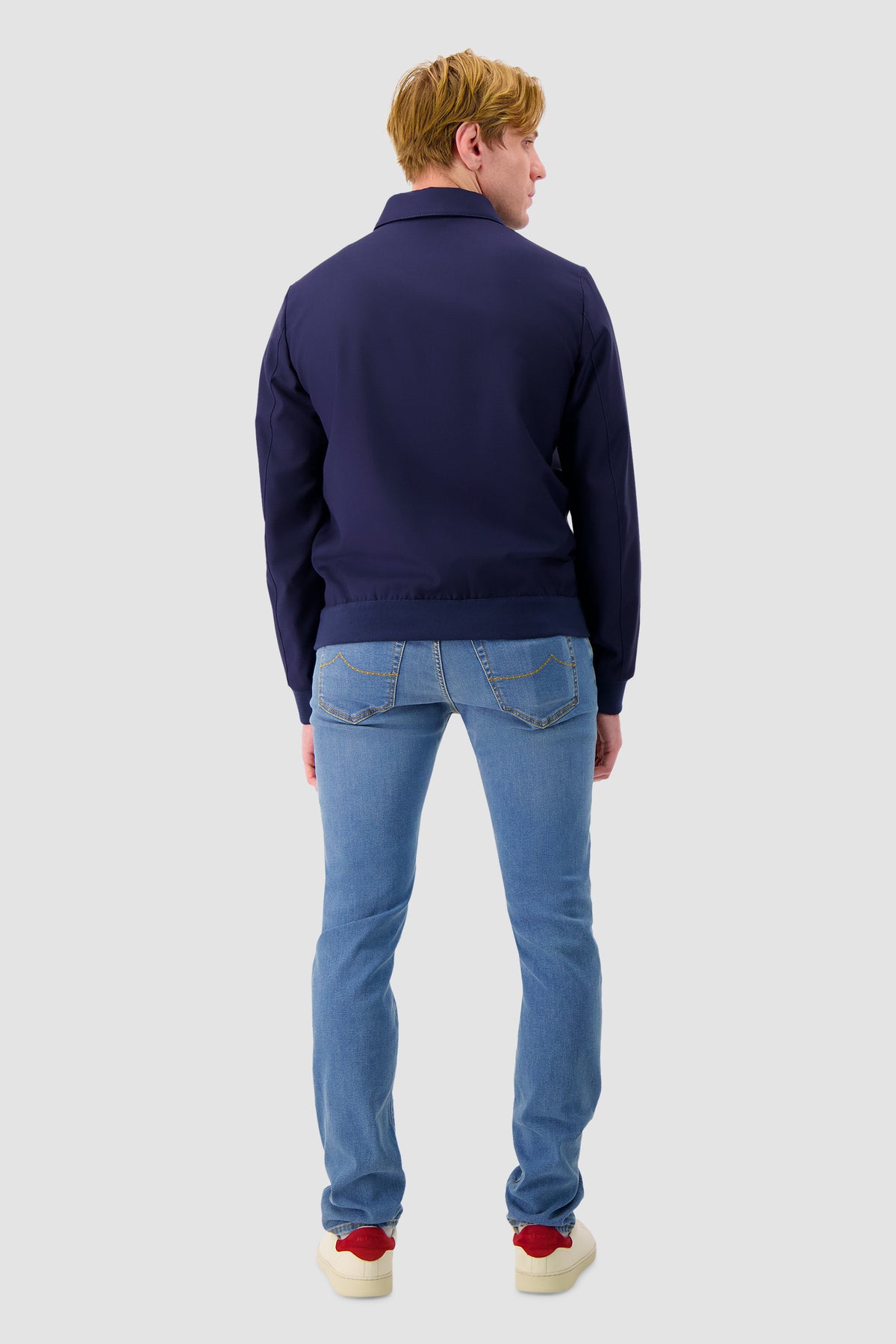 Hettabretz Navy Stand Collar Zip Jacket
