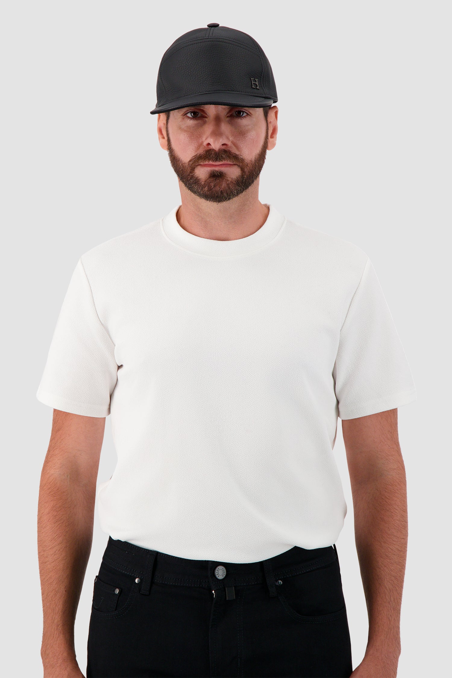 Hettabretz Black Leather Baseball Cap