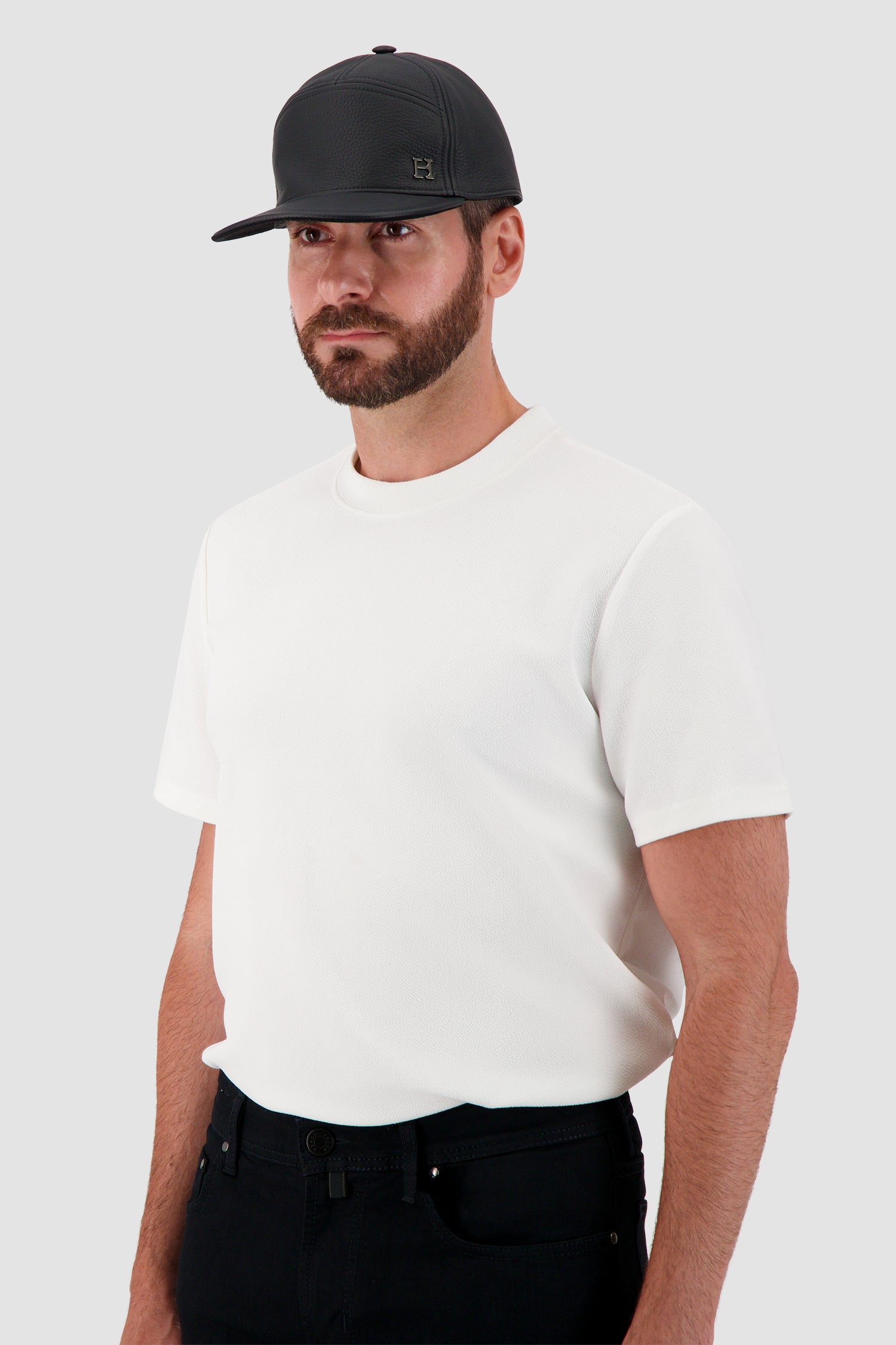 Hettabretz Black Leather Baseball Cap