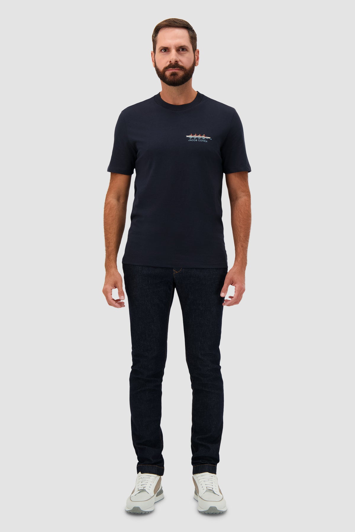 Jacob Cohen Navy Cotton Embroidered Rowing T-Shirt
