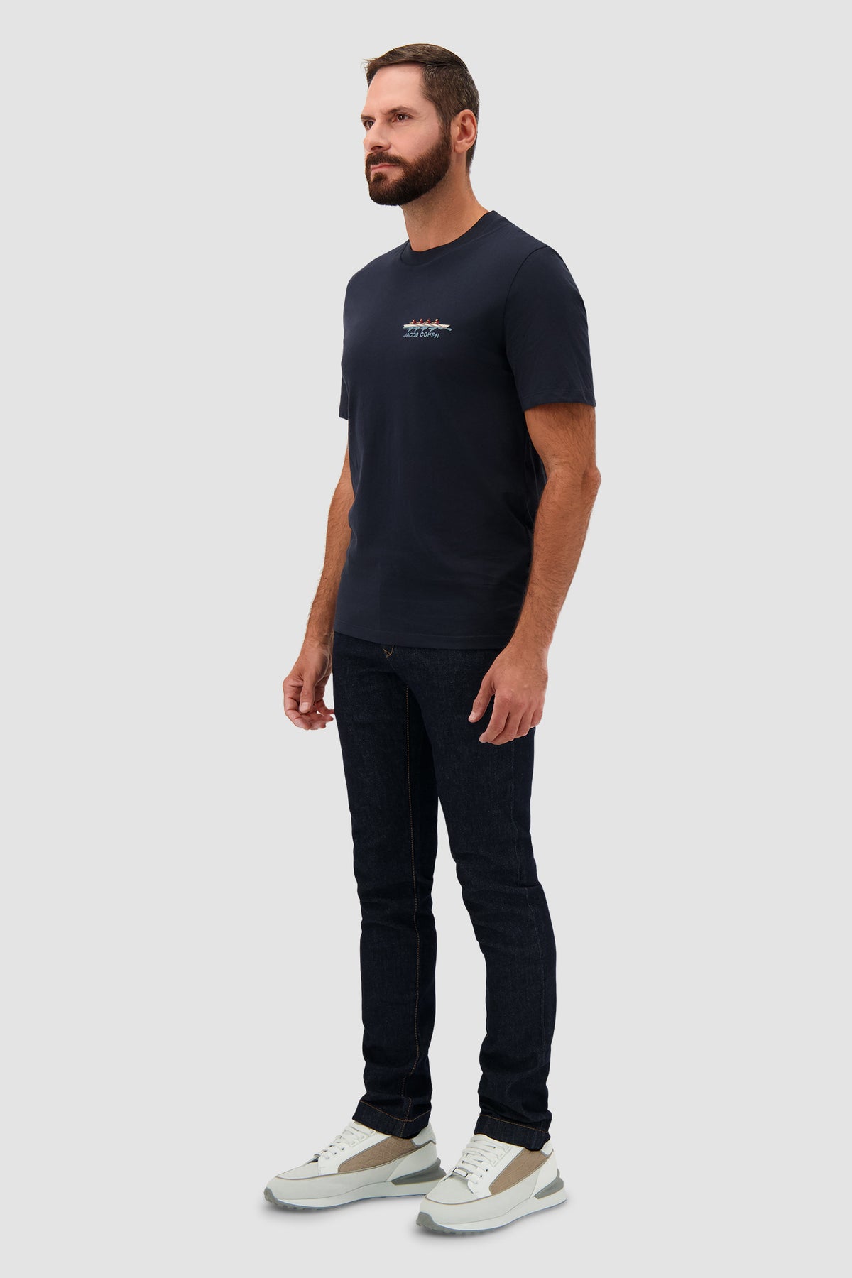 Jacob Cohen Navy Cotton Embroidered Rowing T-Shirt