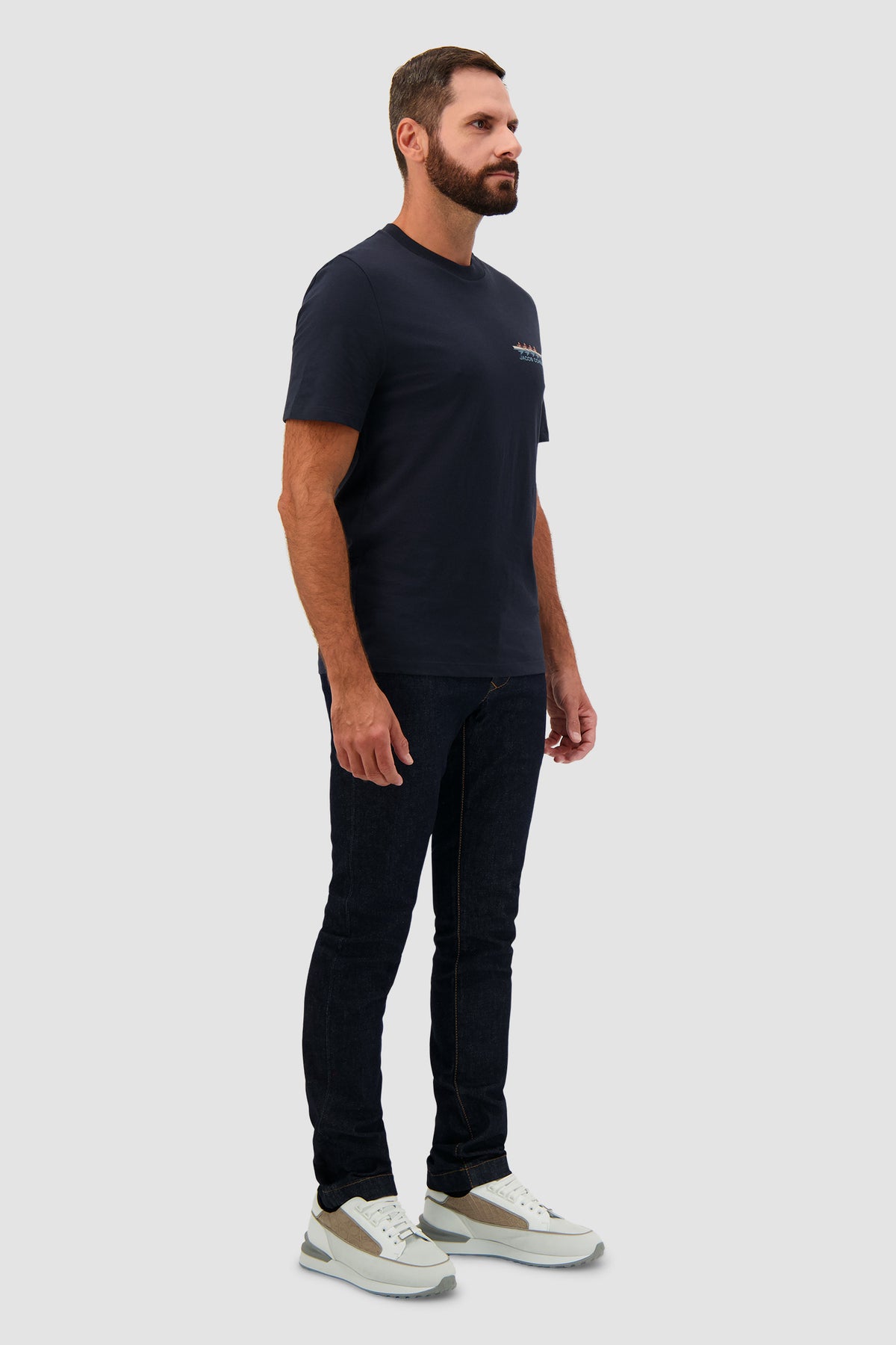 Jacob Cohen Navy Cotton Embroidered Rowing T-Shirt