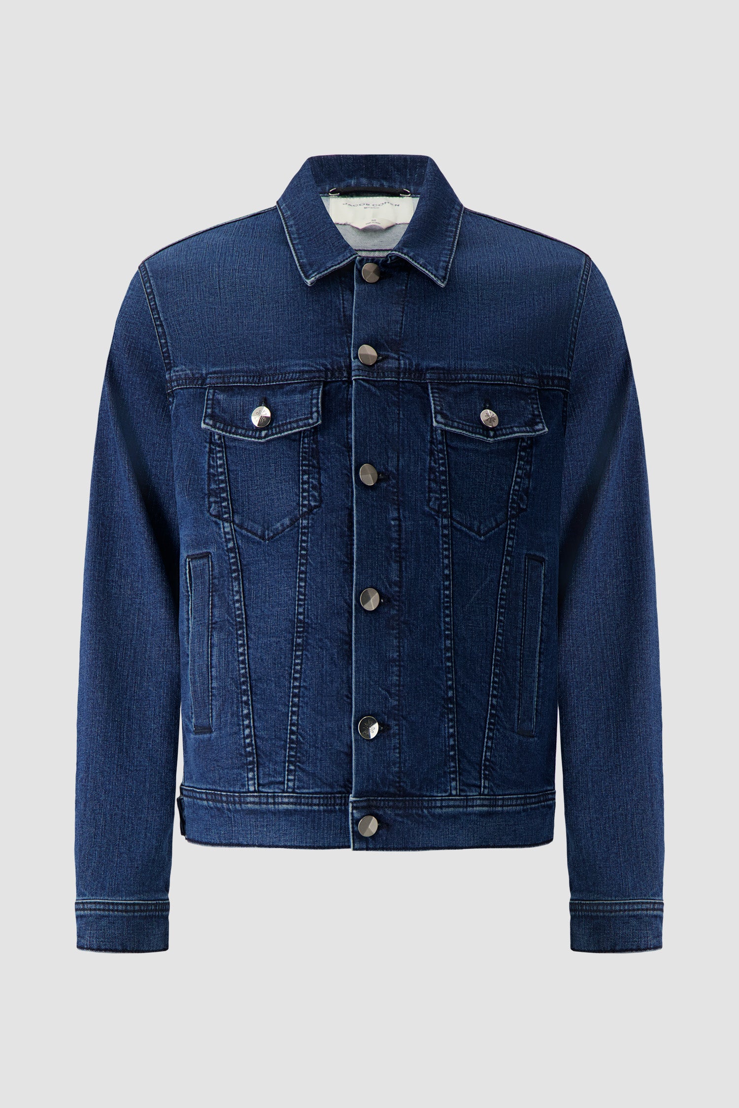 Jacob Cohen Medium Blue Washed Stretch Denim Trucker Jacket
