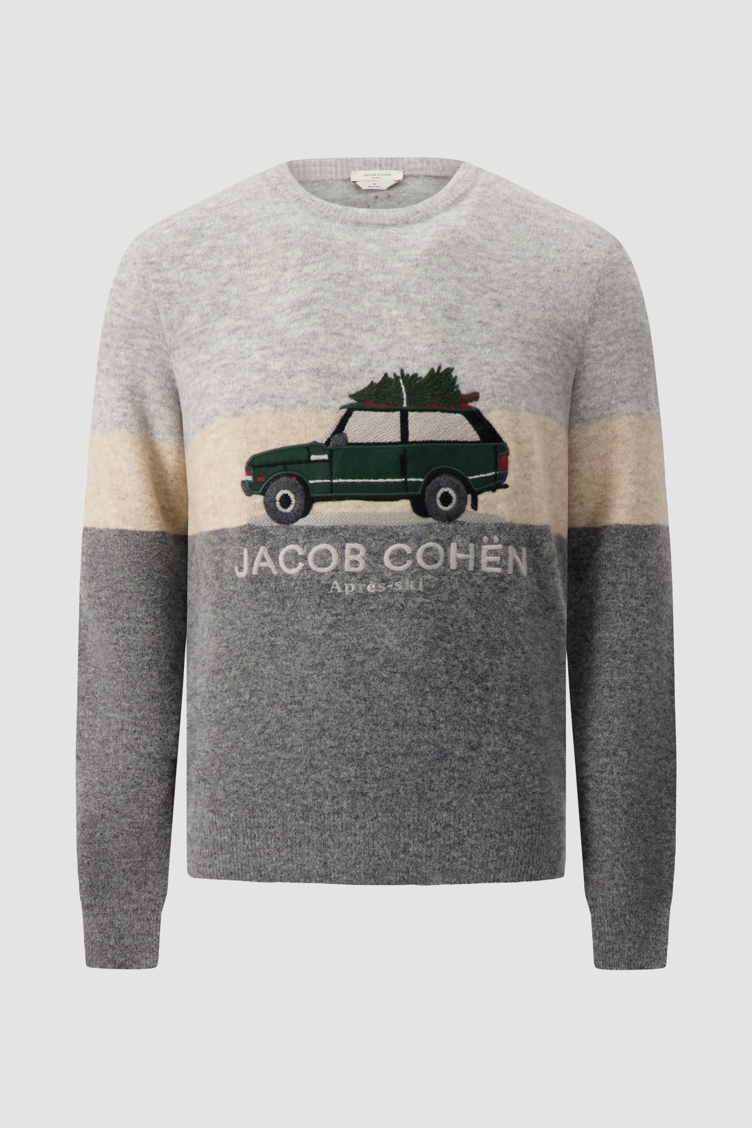Jacob Cohen Grey Color-Block Apres-Ski Graphic Sweater