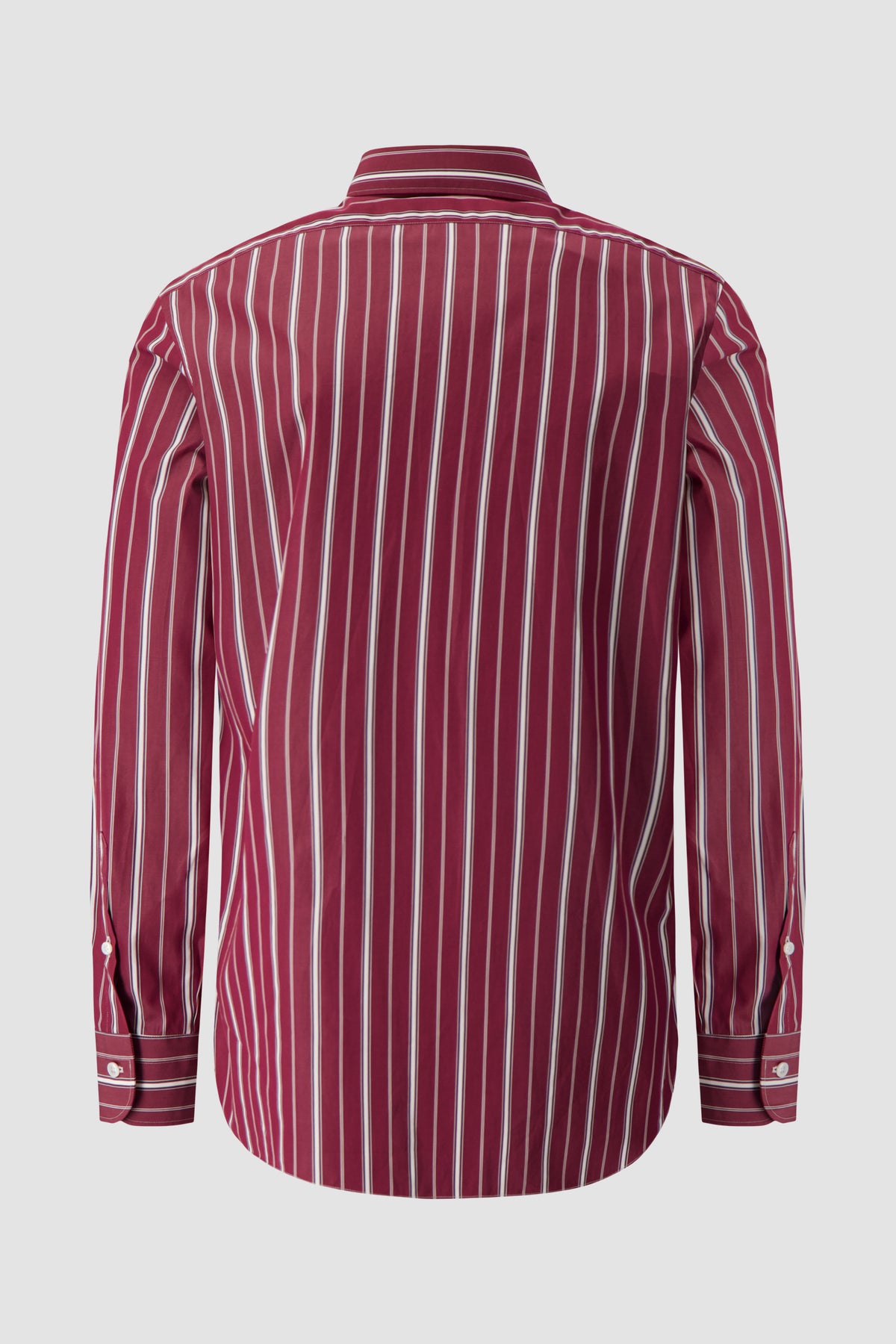 Barba Napoli Burgundy Striped Cotton Shirt