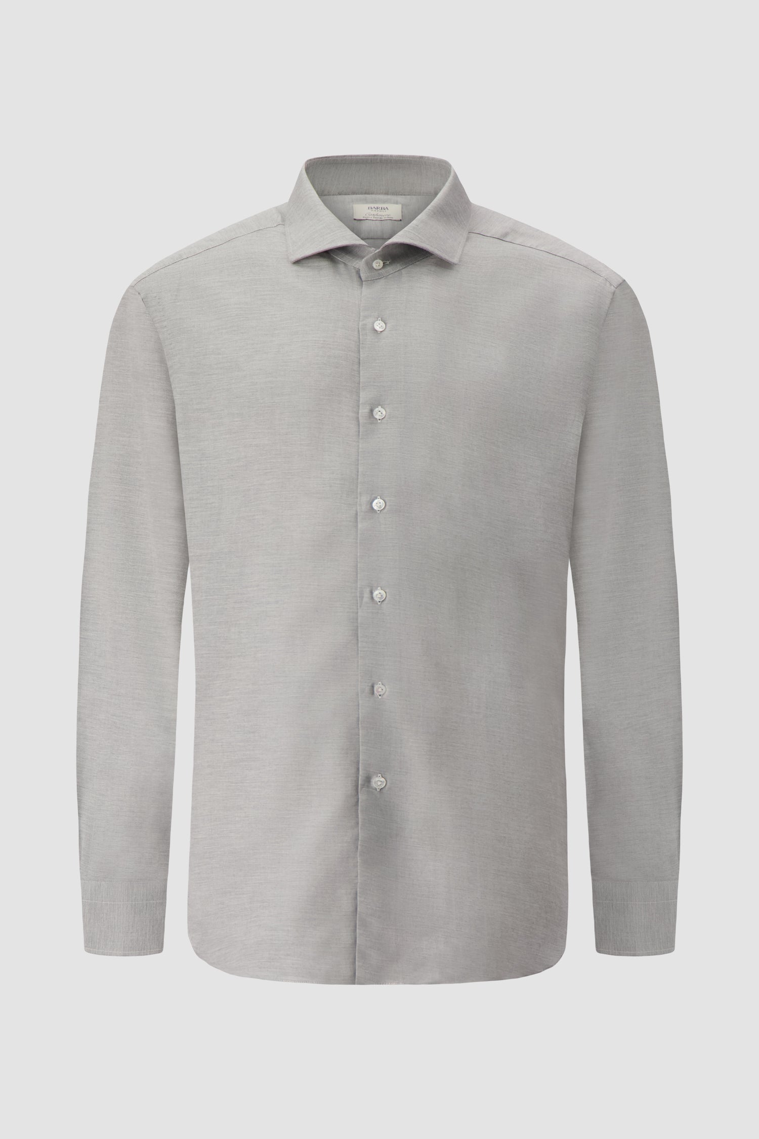 Barba Napoli Grey Cotton/Cashmere Dress Shirt