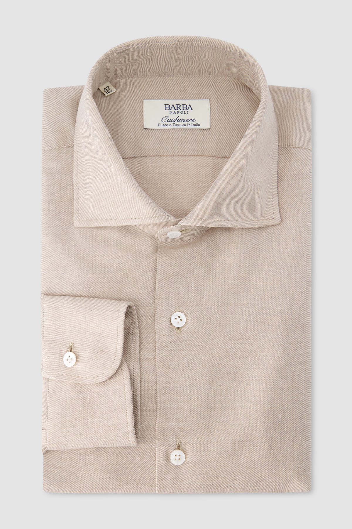 Barba Napoli Brown Cotton/Cashmere Dress Shirt