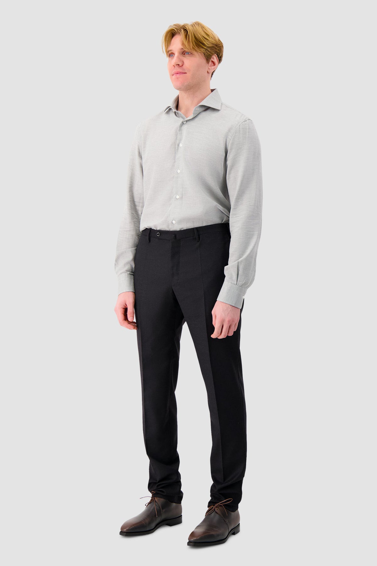 Barba Napoli Grey Cotton/Cashmere Dress Shirt