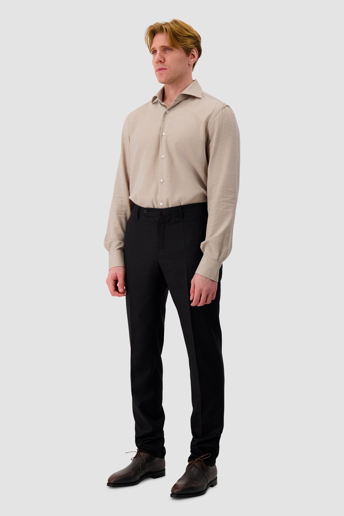 Barba Napoli Brown Cotton/Cashmere Dress Shirt