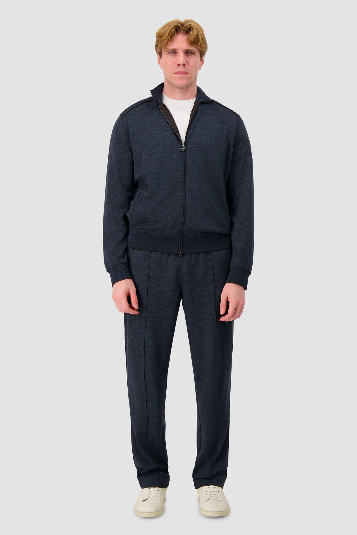 Stefano Ricci Navy Wool Knit Zip Sweater