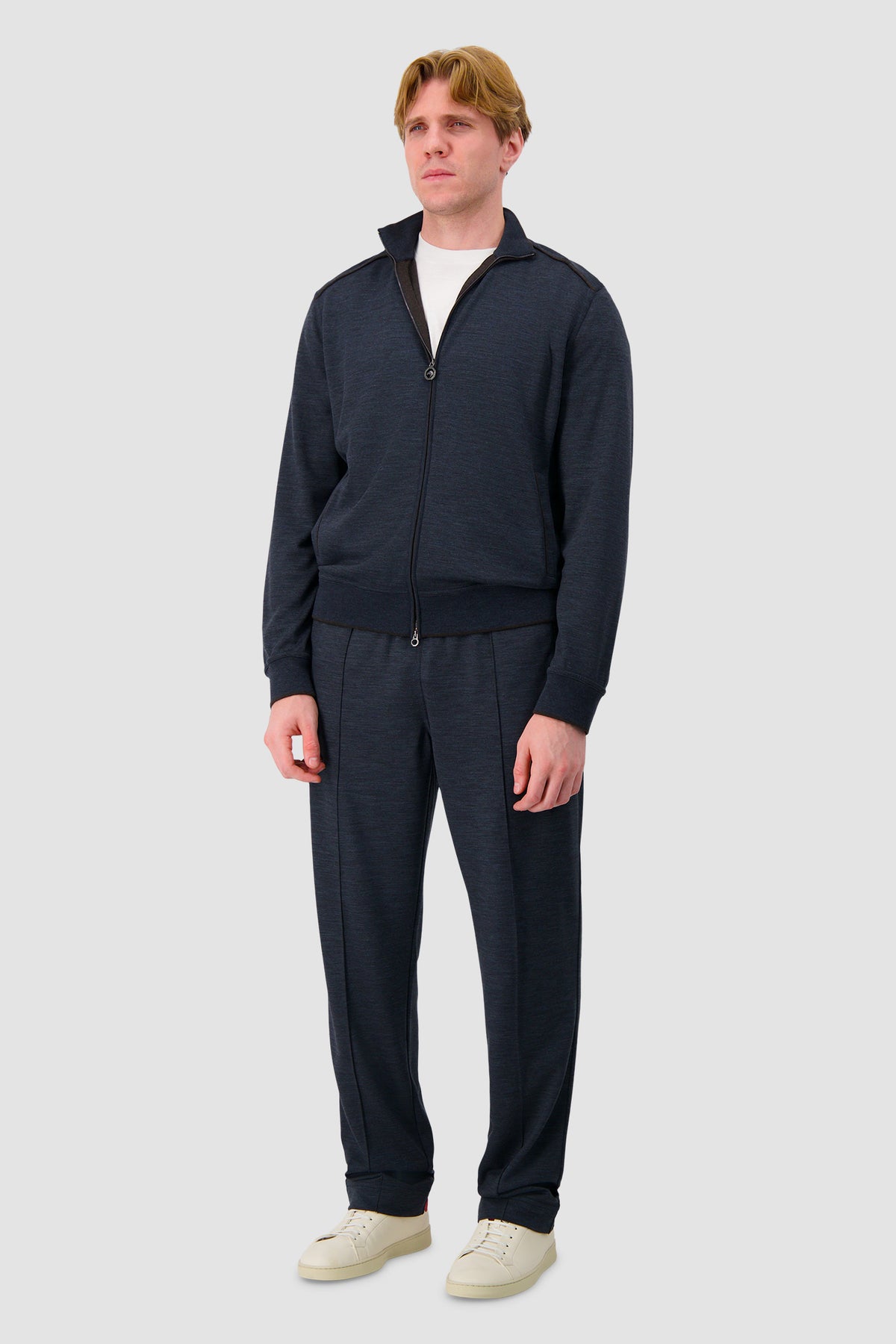 Stefano Ricci Navy Wool Knit Zip Sweater