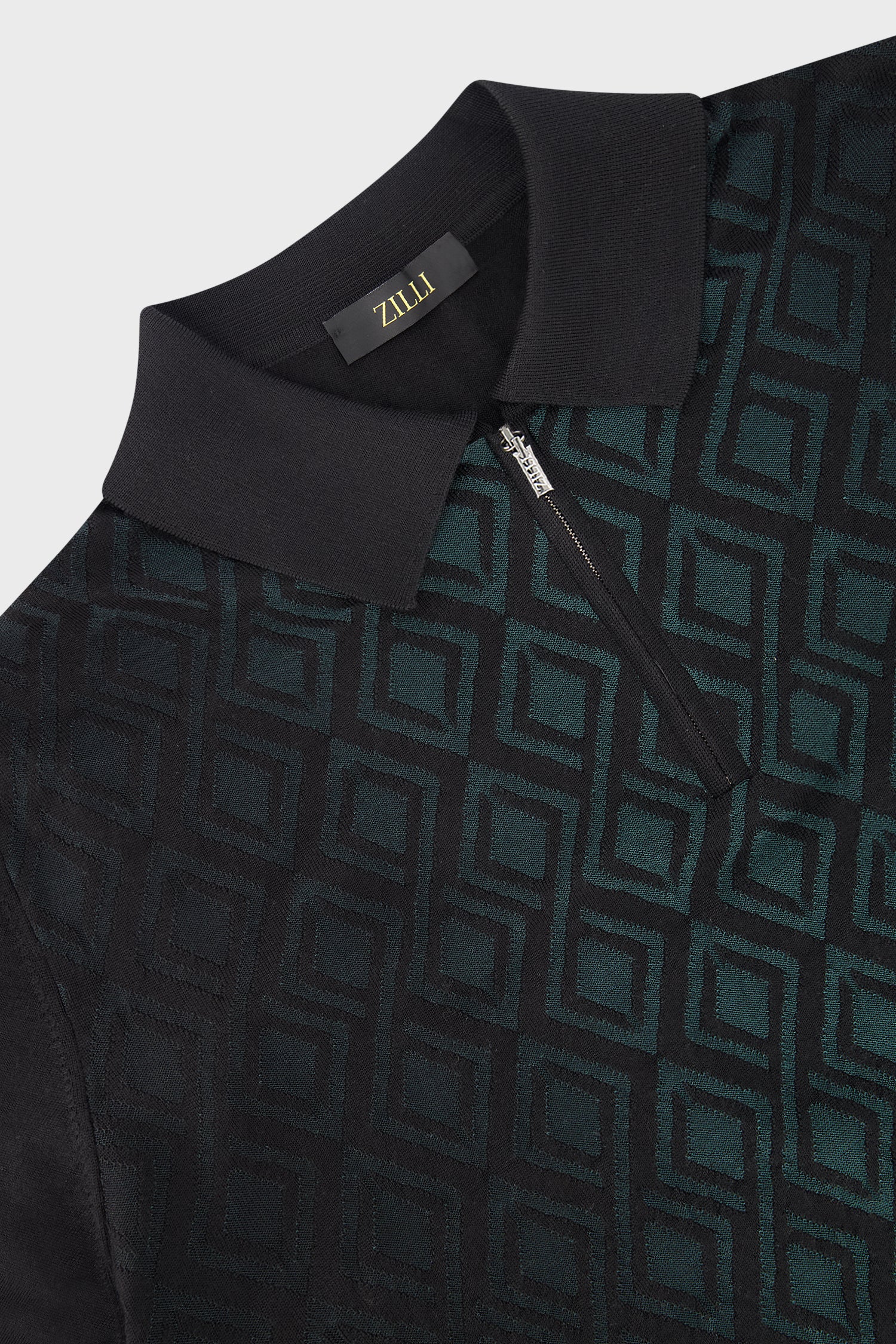 Zilli Black/Green Zipped Collar Knitwear Sweater