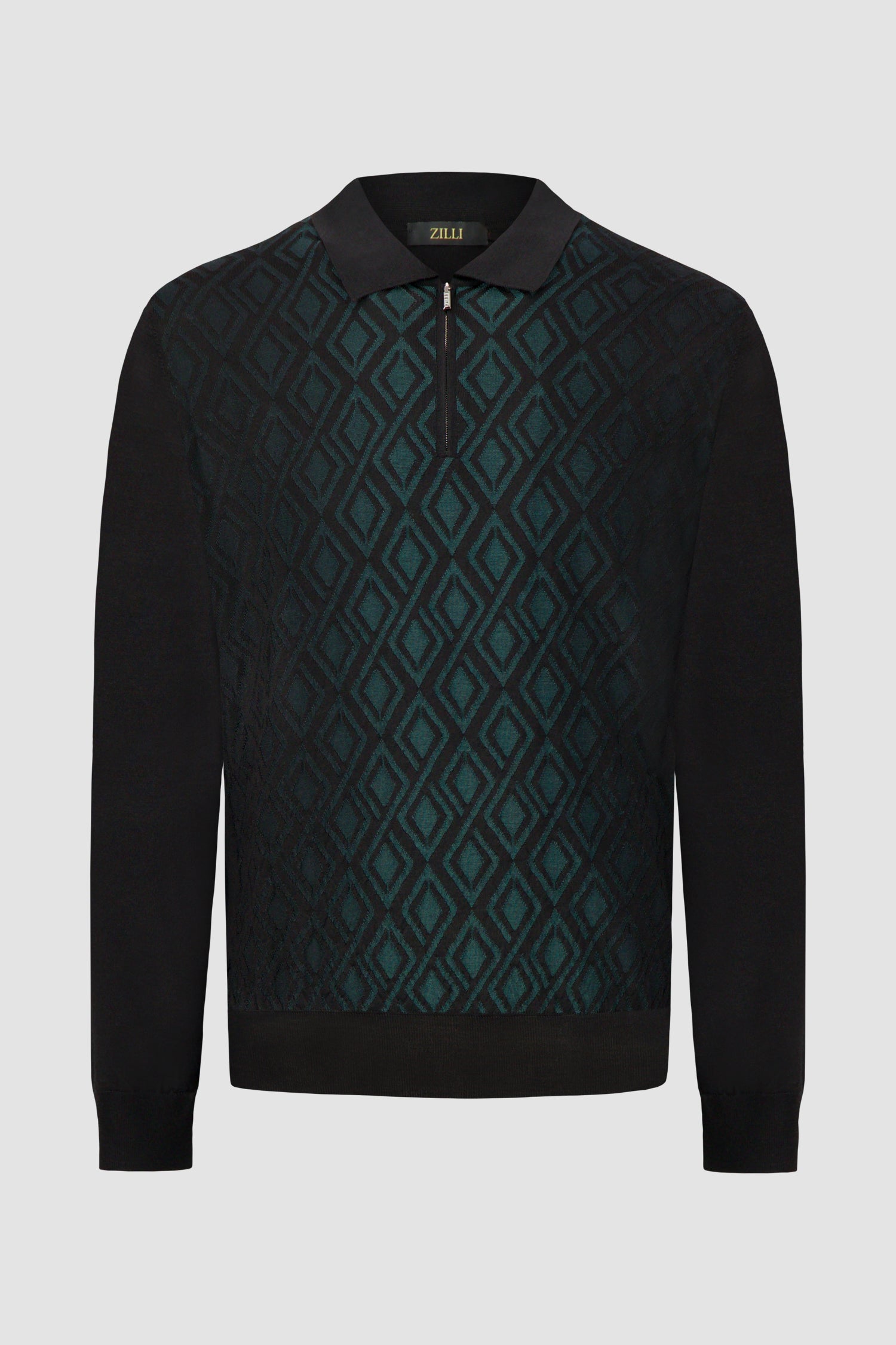 Zilli Black/Green Zipped Collar Knitwear Sweater