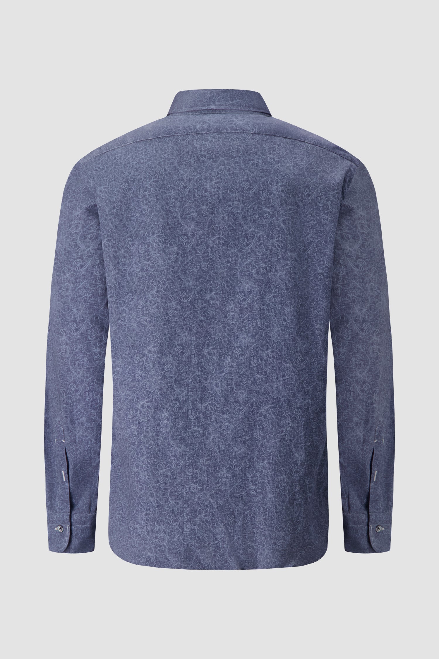 Barba Napoli Blue Cotton Floral Print Shirt