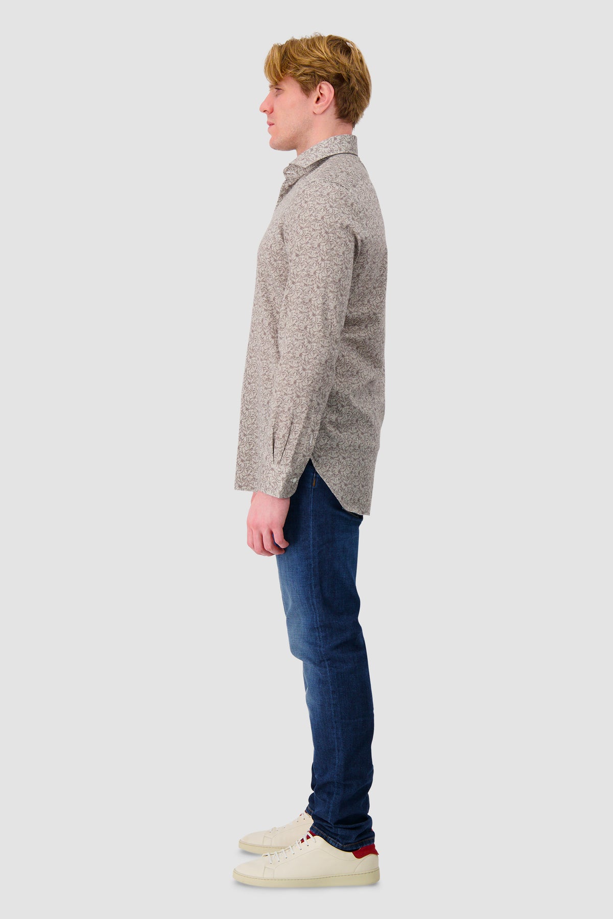 Barba Napoli Brown Cotton Floral Print Shirt