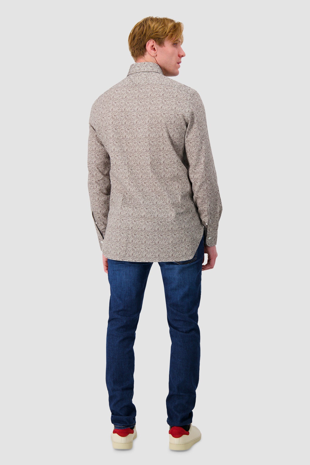 Barba Napoli Brown Cotton Floral Print Shirt