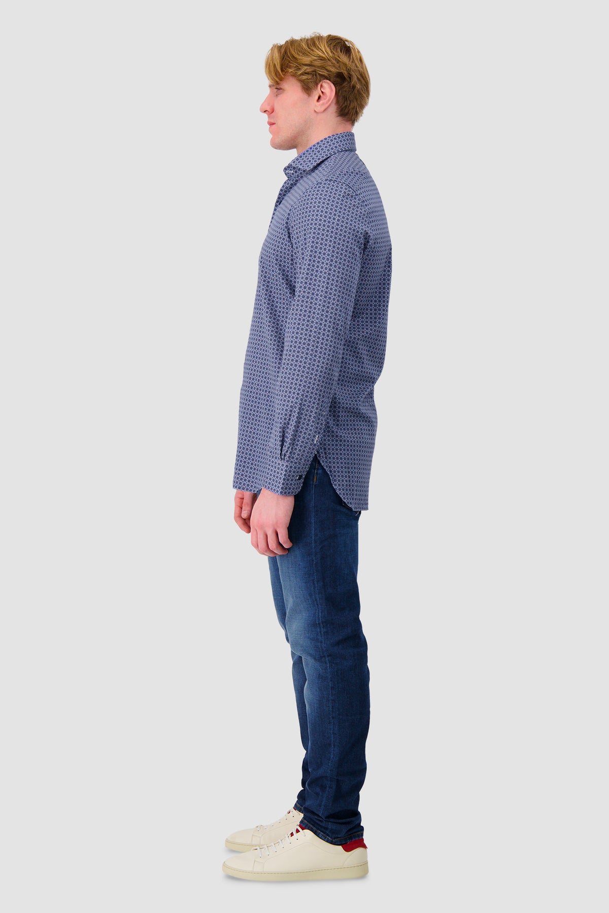 Barba Napoli Blue Cotton Print Shirt