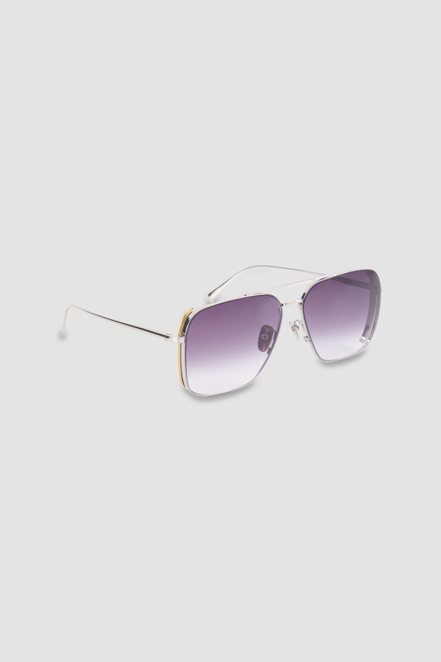 Linda Farrow White Gold Asher Aviator Sunglasses