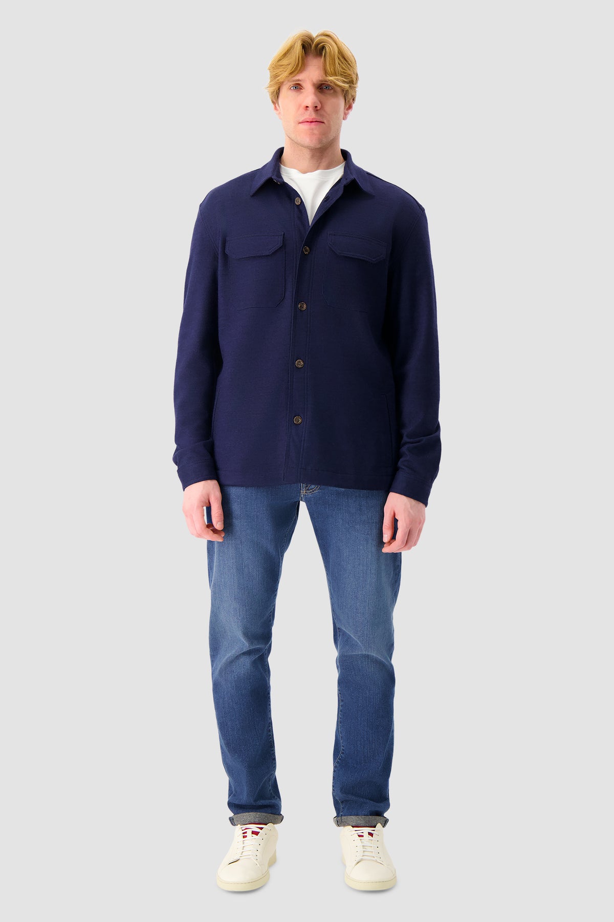 Richard J Brown Navy Wool Fred Overshirt