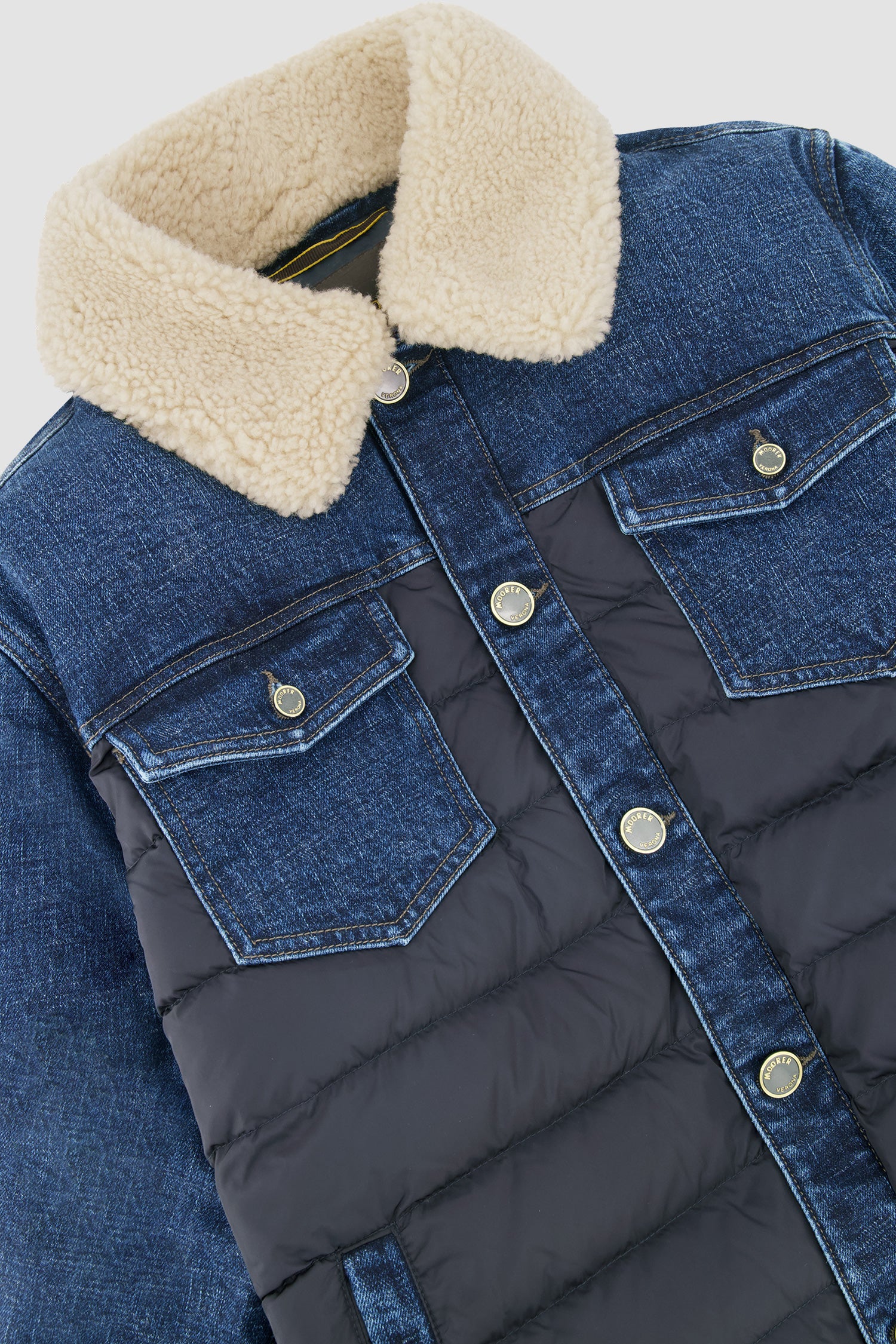 Moorer Blue MONDOR-FUR 104S Panelled Jacket