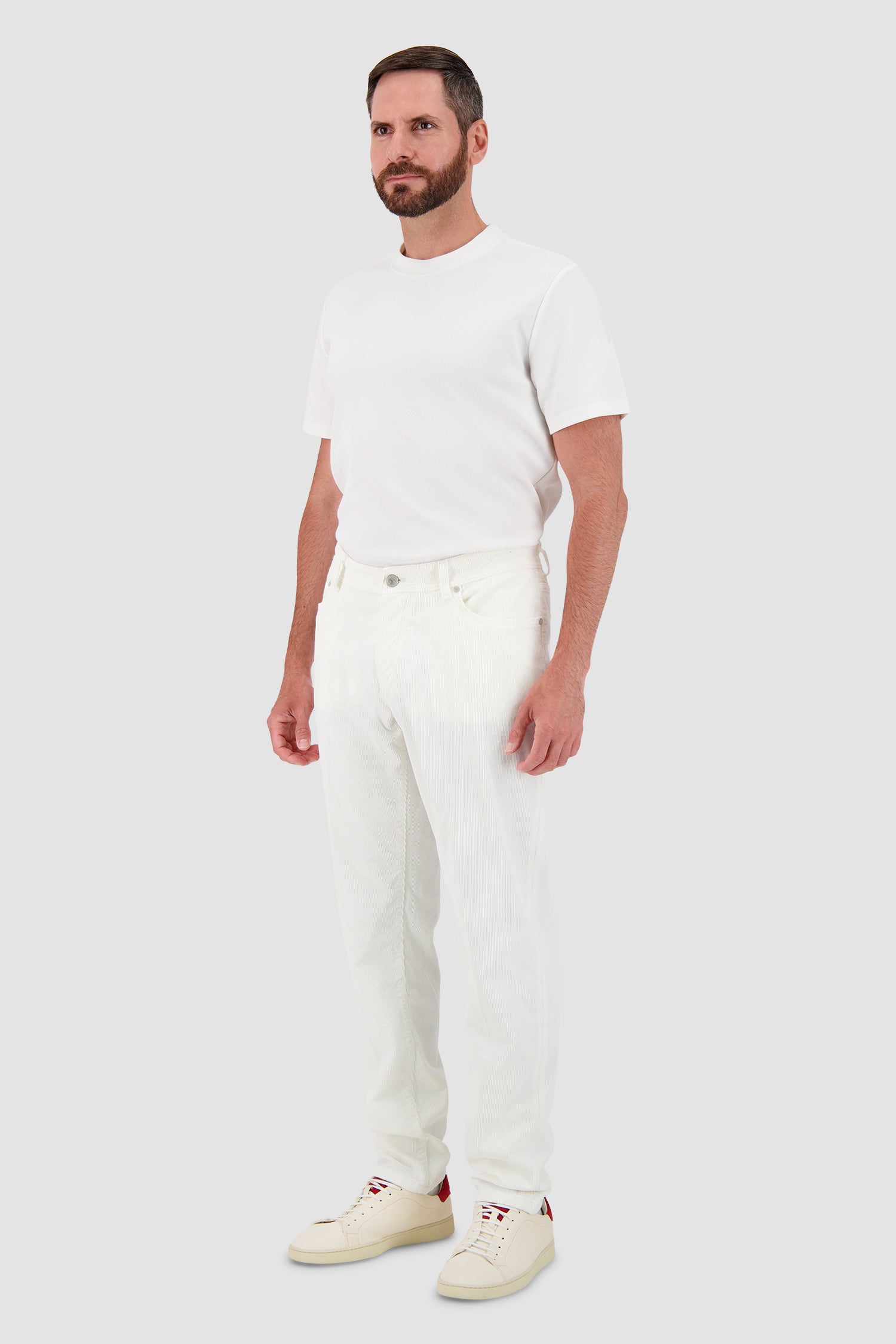 Barba Napoli White Courduroy Trousers