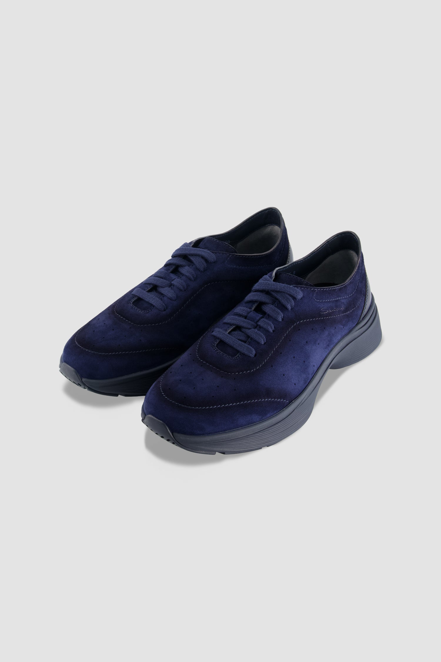 Santoni Navy Suede Sneaker
